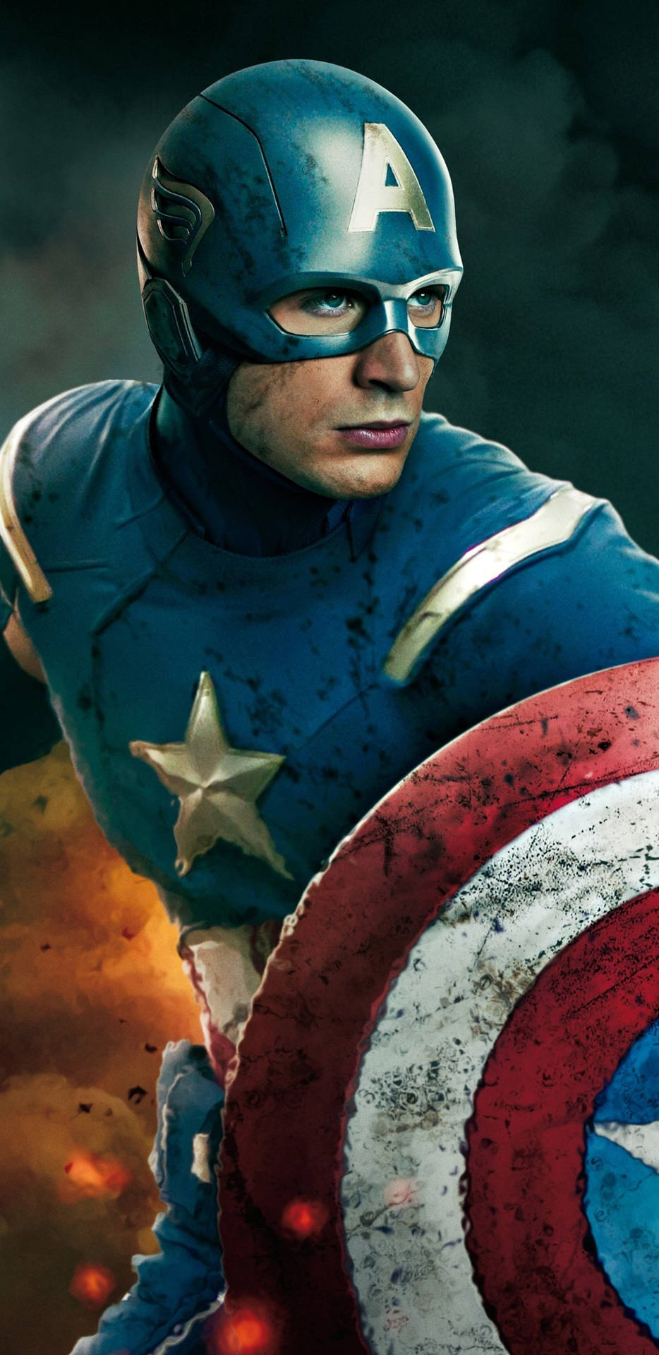 Captain America Superhero Side Portrait Background