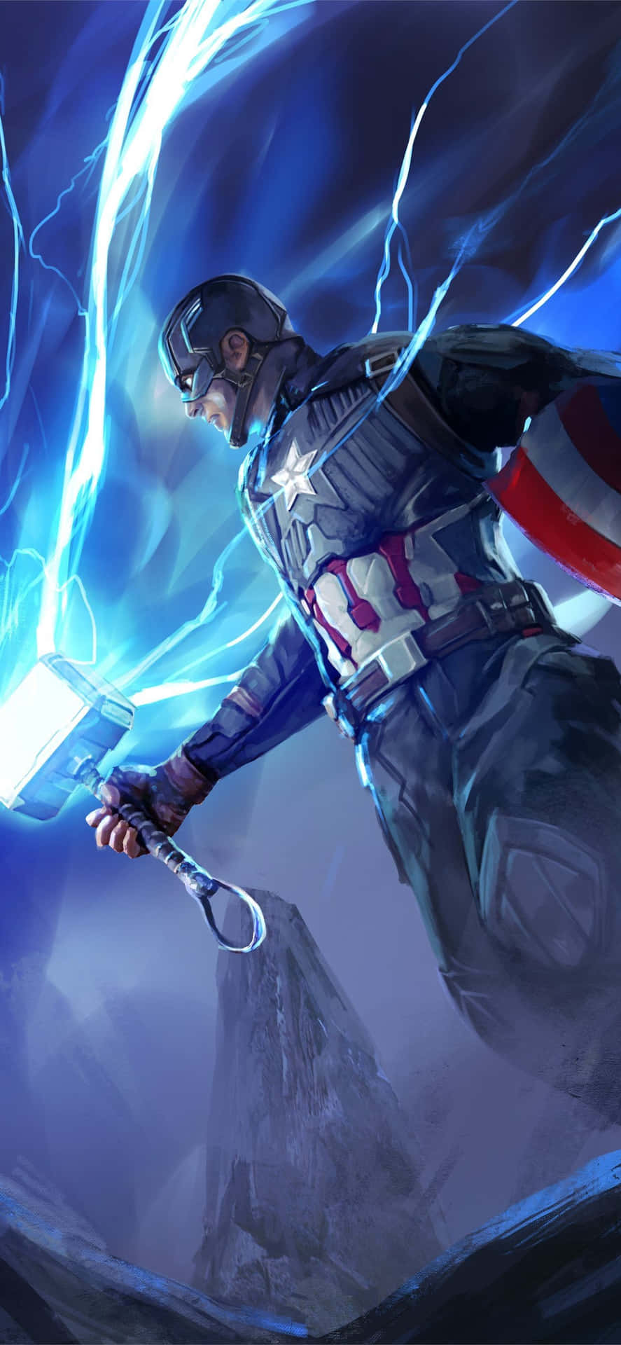 Captain America Thor Hammer Lightning Wallpaper