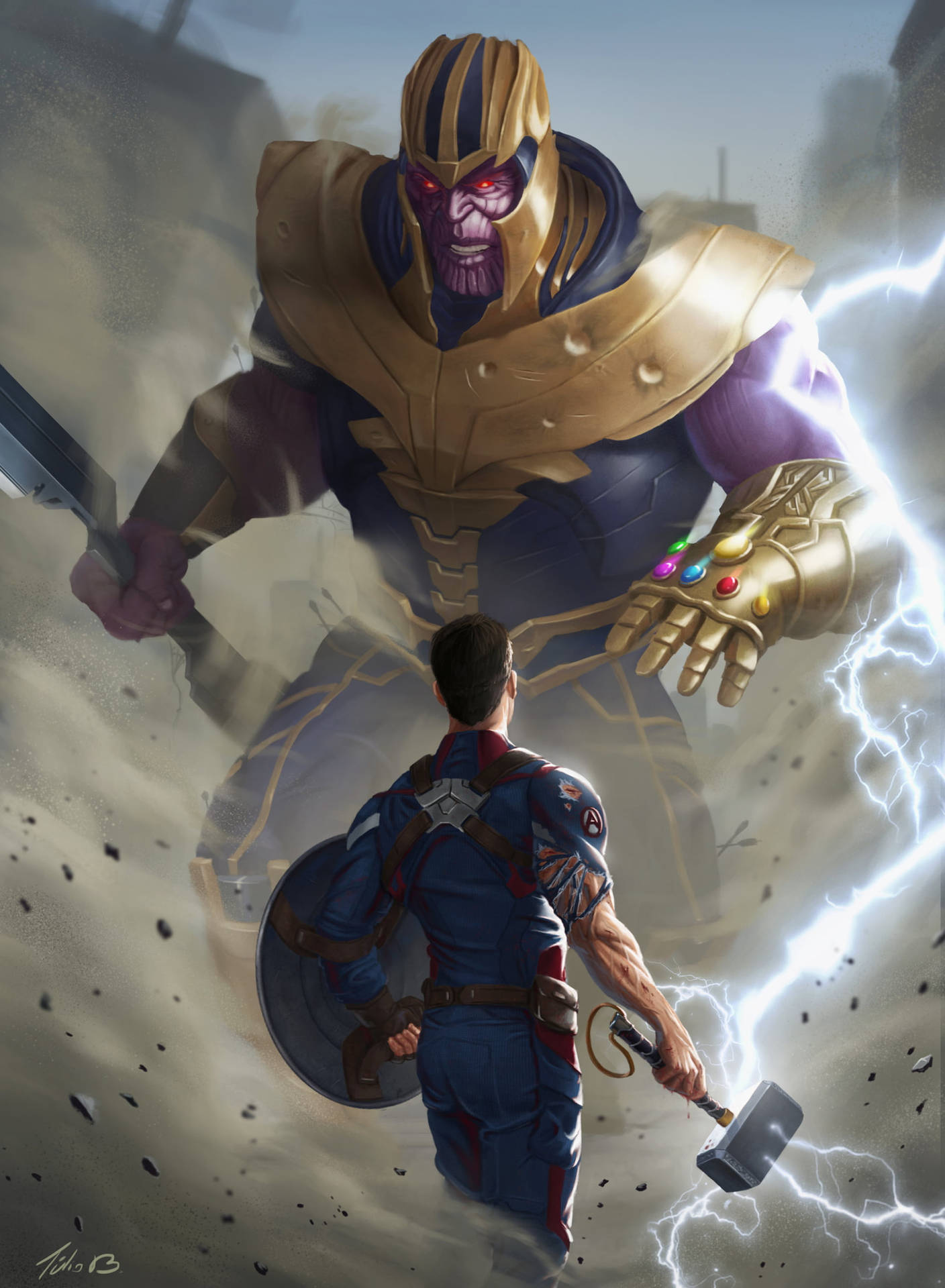 Captain America Versus Thanos Hd Background