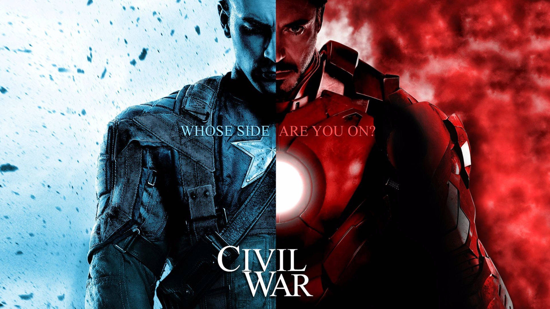 Captain America and Iron Man face off in a climactic battle from Marvel's Captain America: Civil War Wallpaper