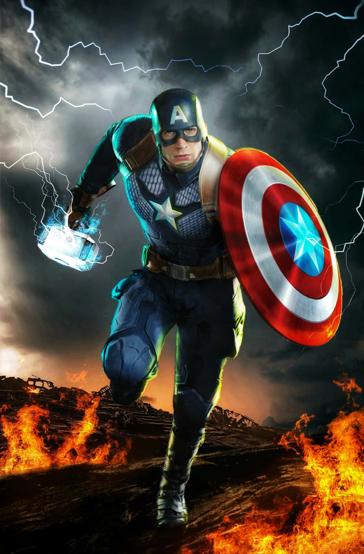 Captain America Worthy Of Mjölnir Glowing Background