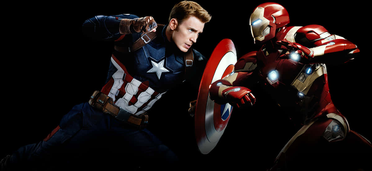 Captain Americaand Iron Man Showdown PNG