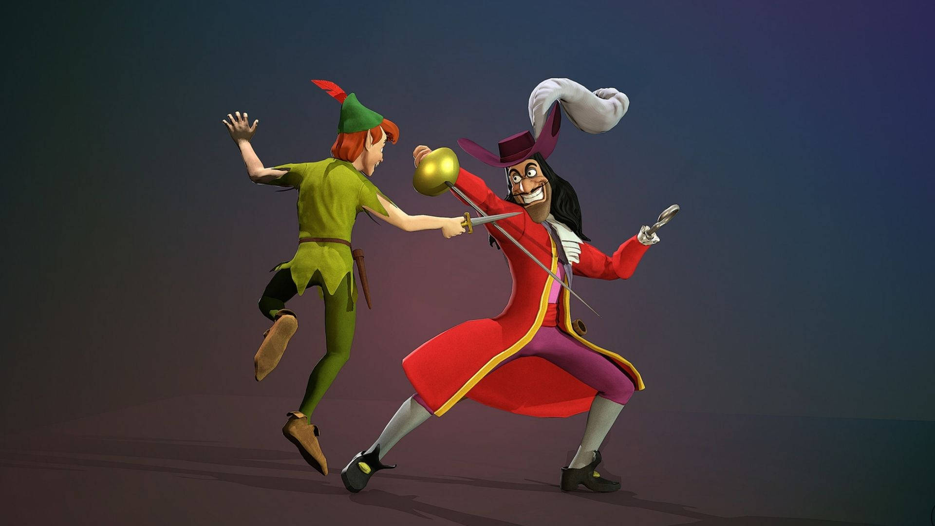Captainhook Kämpft Gegen Peter Pan. Wallpaper