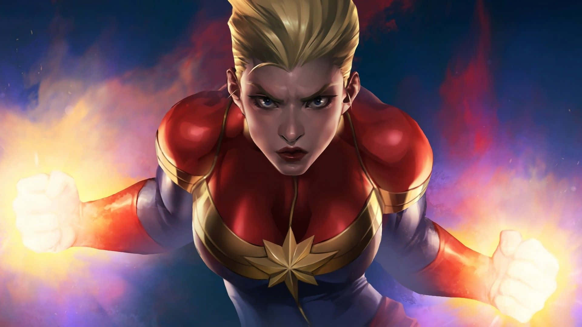 Superhelte I 3D: Brie Larson som Captain Marvel Wallpaper