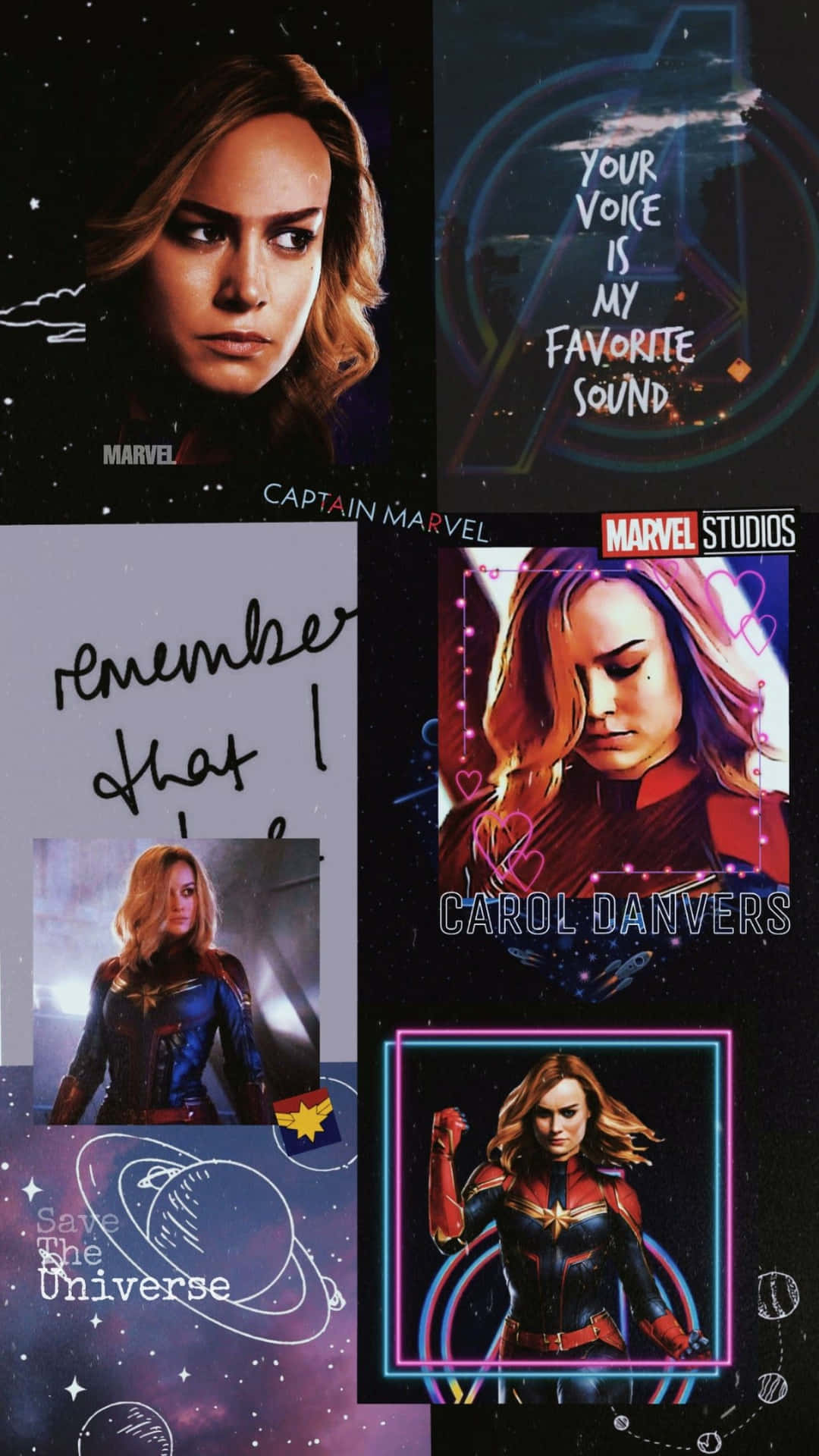 Collagede Captain Marvel Carol Danvers Fondo de pantalla