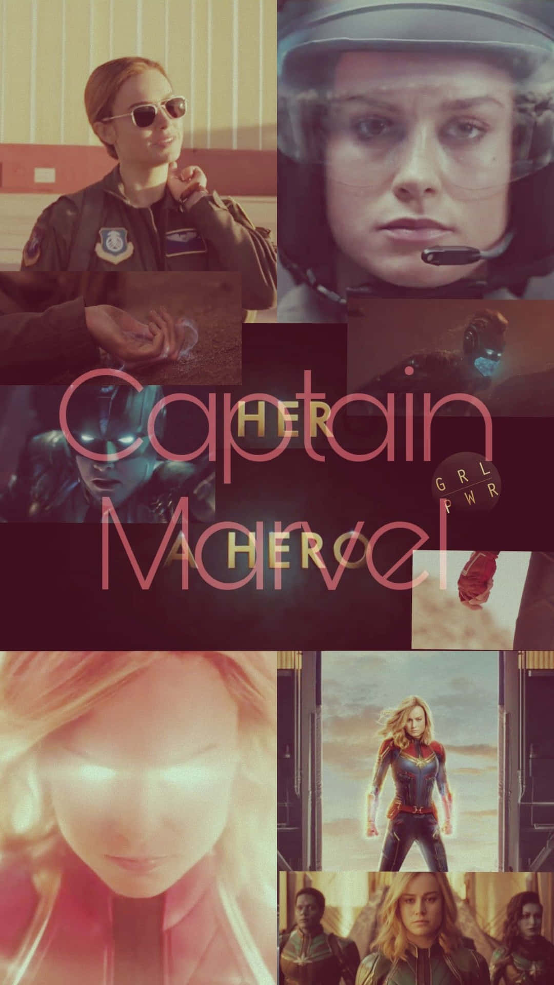 Captain Marvel Carol Danvers Kollage Tapet: Lad Carol Danvers befri din skærm med dette actionskollage. Wallpaper