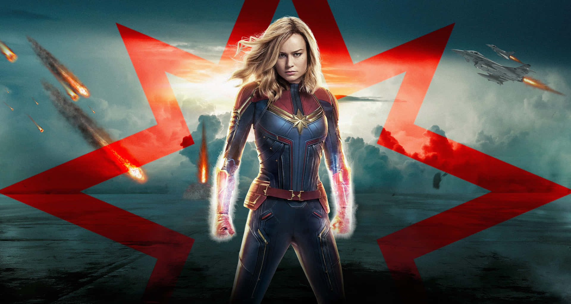 Einenahaufnahme Der Alltäglichen Superheldin Carol Danvers Als Captain Marvel Wallpaper