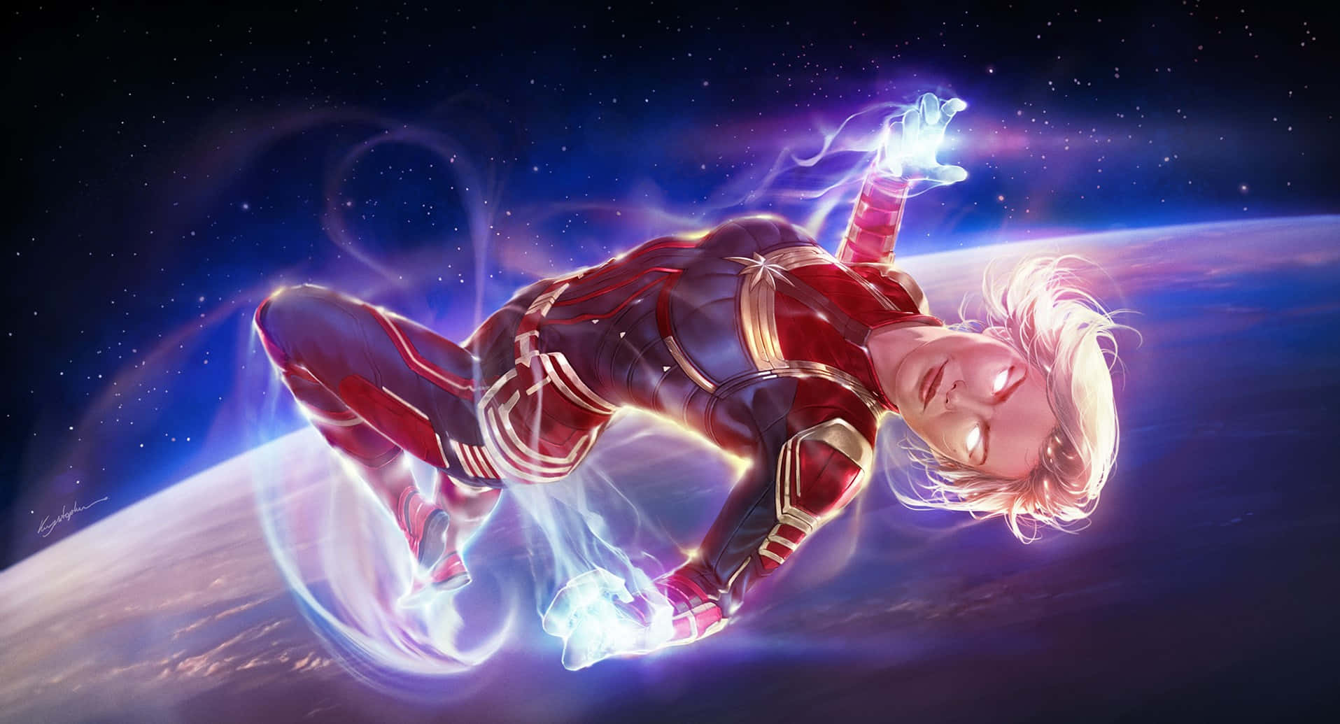 Captain Marvel Carol Danvers In Outer Space Wallpaper
