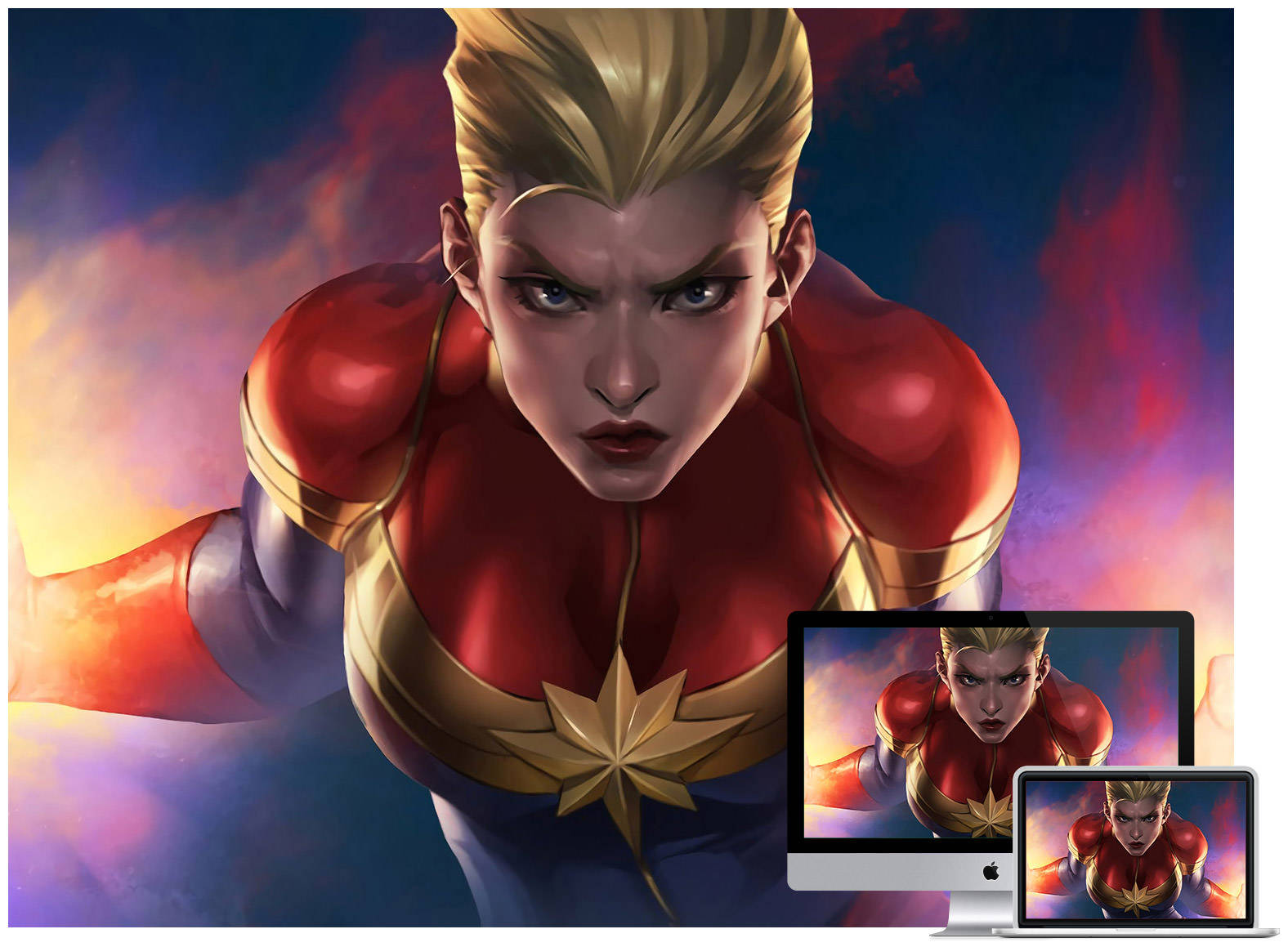 The latest in computer technology - Captain Marvel powered Wallpaper