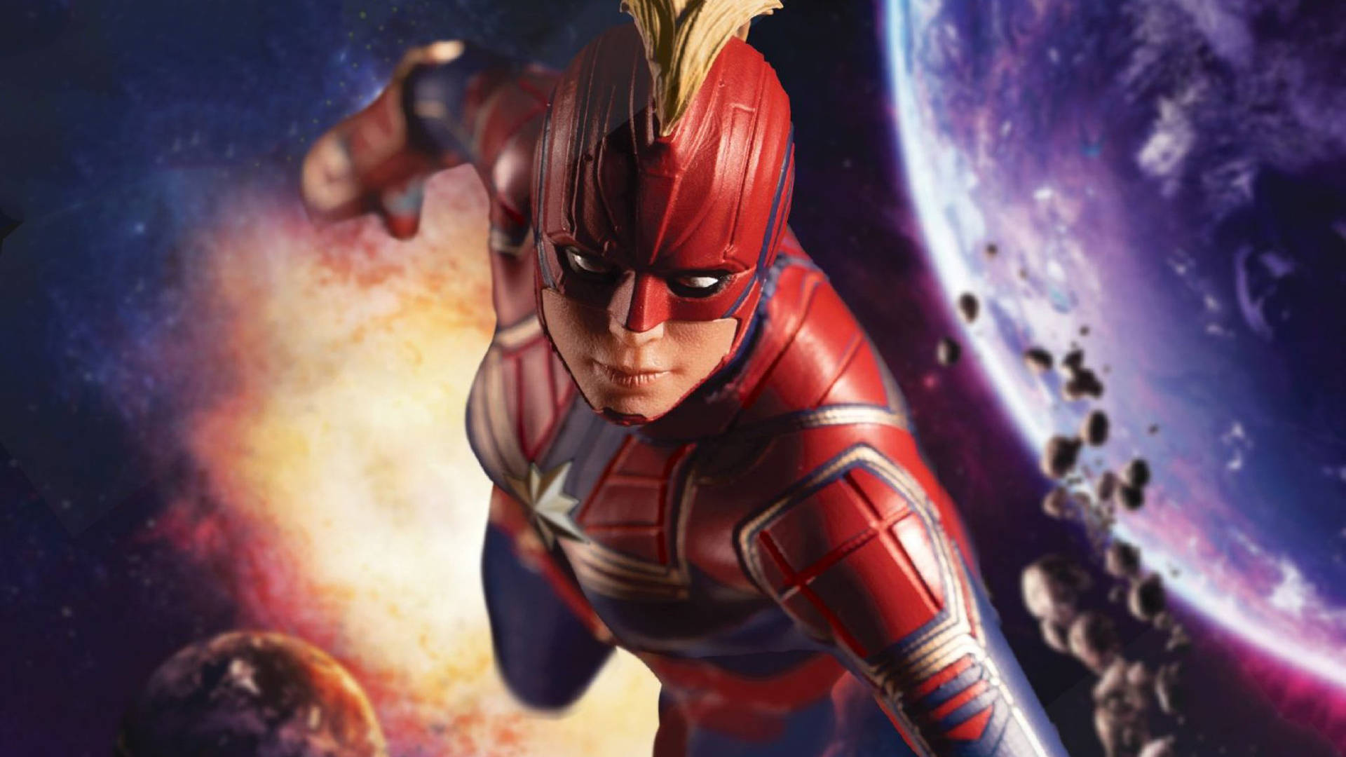 A Vibrant Captain Marvel Monitor Wallpaper