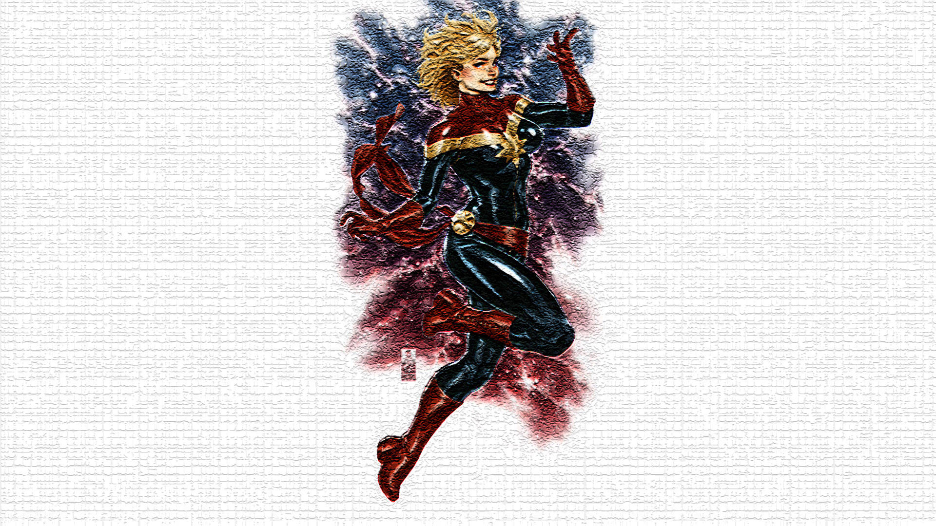 Captain Marvel taking charge at her computer Wallpaper