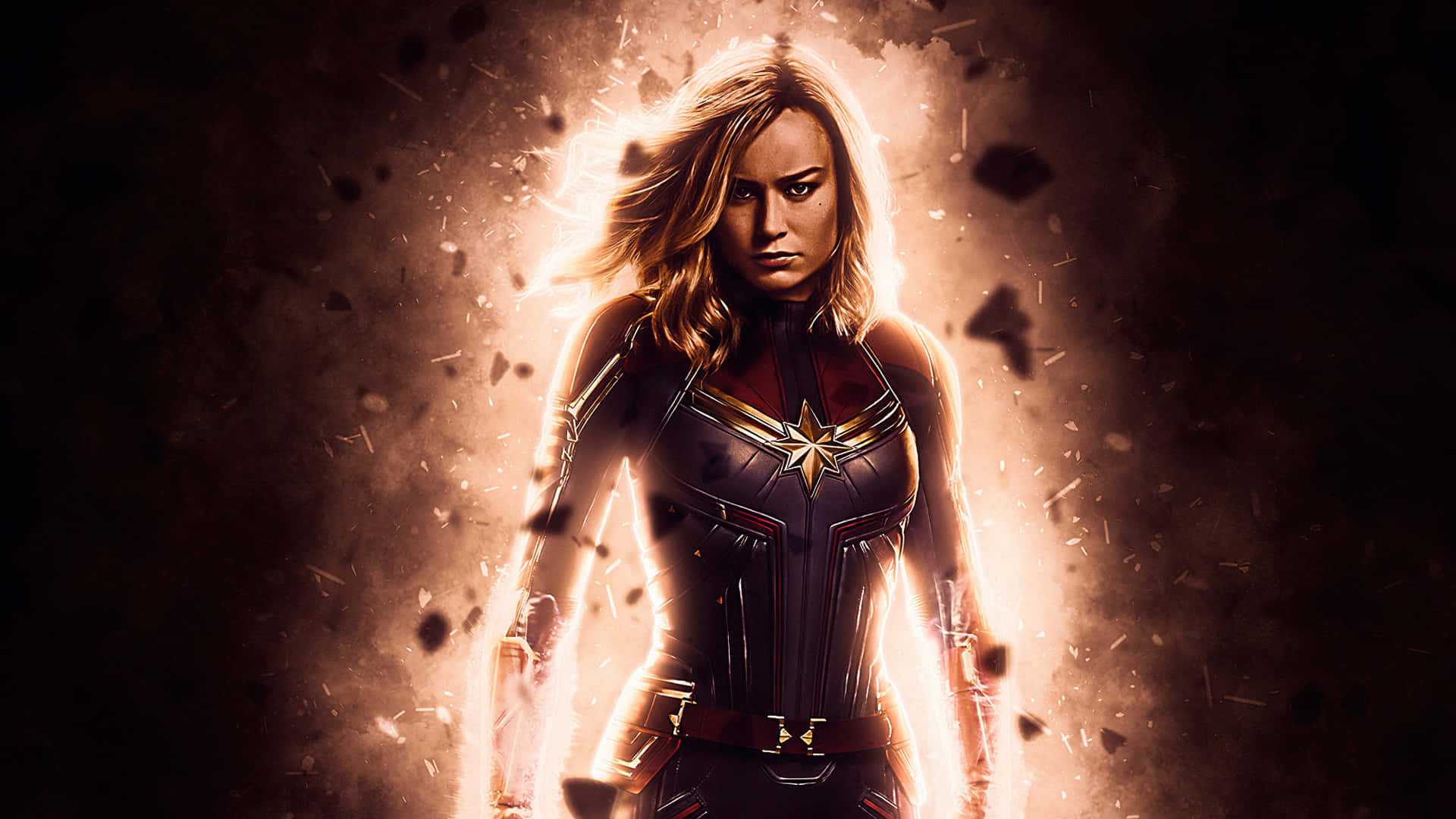 Rise as one of Marvel's strongest heroes with Captain Marvel HD! Wallpaper