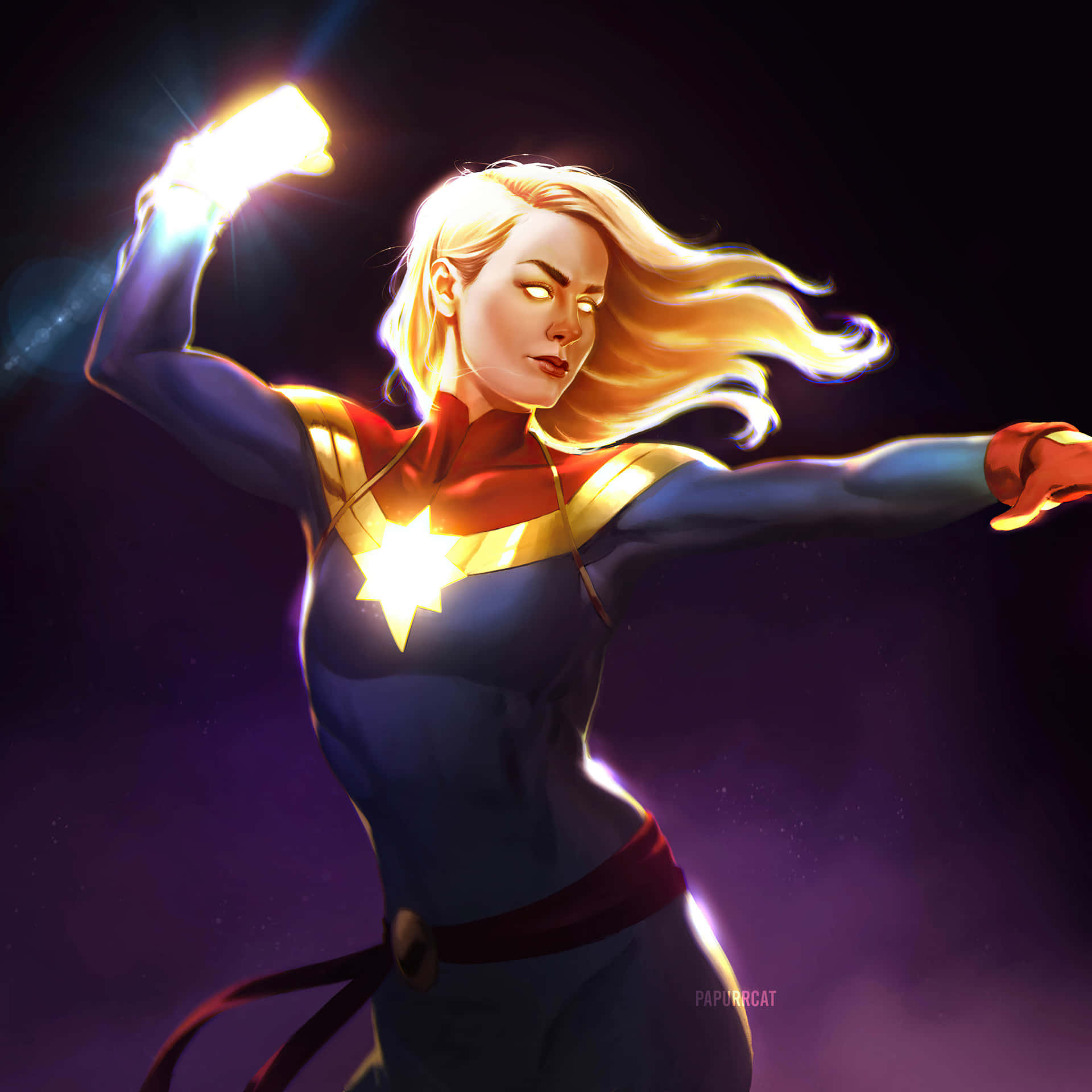 Fåden Ultimata Superhjälteupplevelsen Med Nya Captain Marvel För Ipad! Wallpaper
