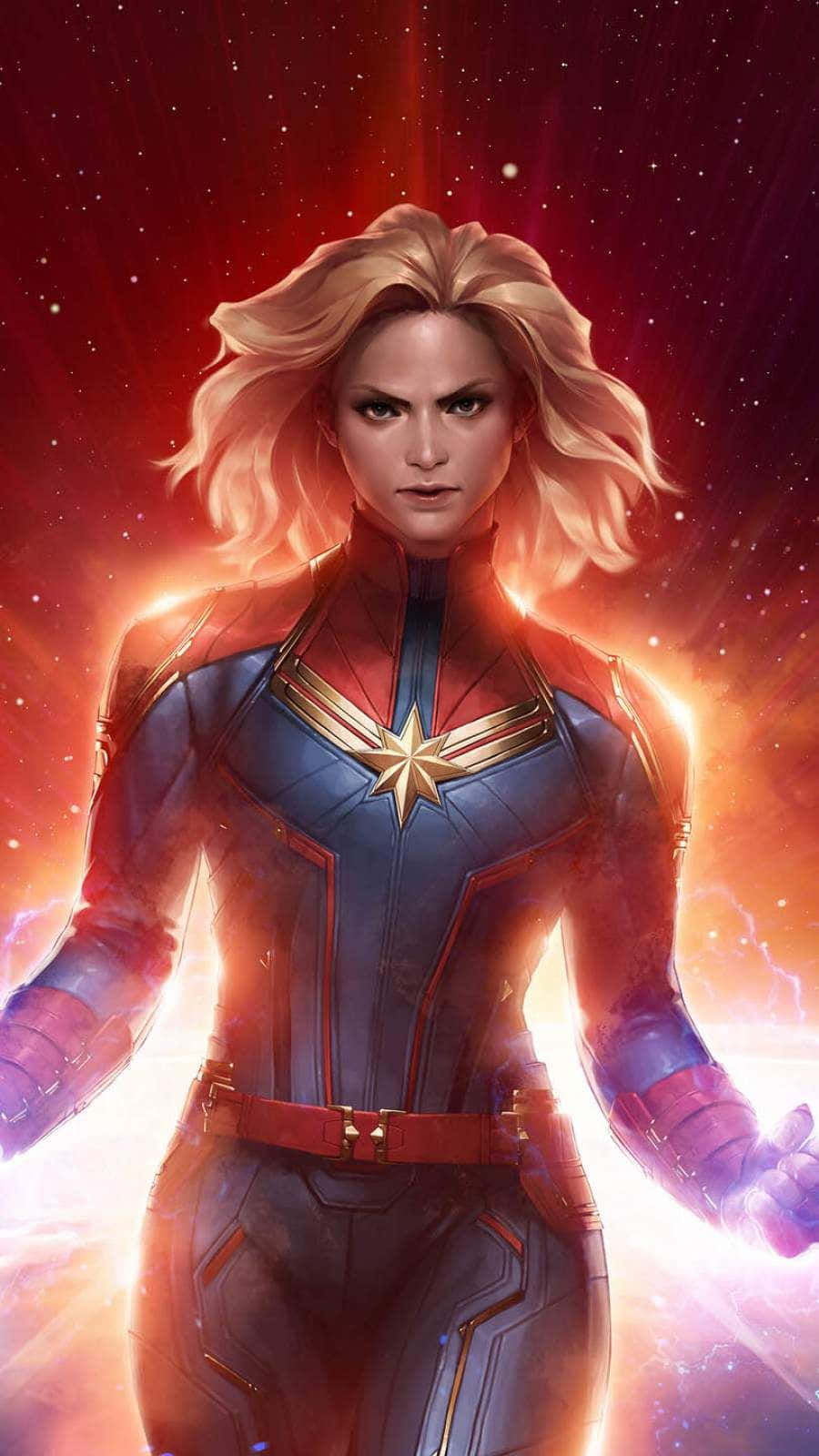 Imagende Brie Larson En Su Icónico Papel De Captain Marvel Fondo de pantalla