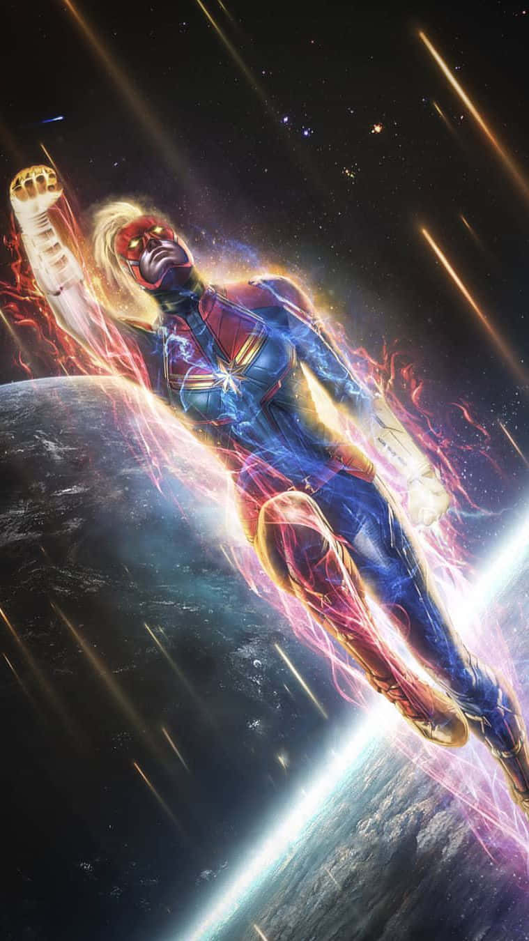 "Enjoy the power of Captain Marvel with the iPad" Wallpaper