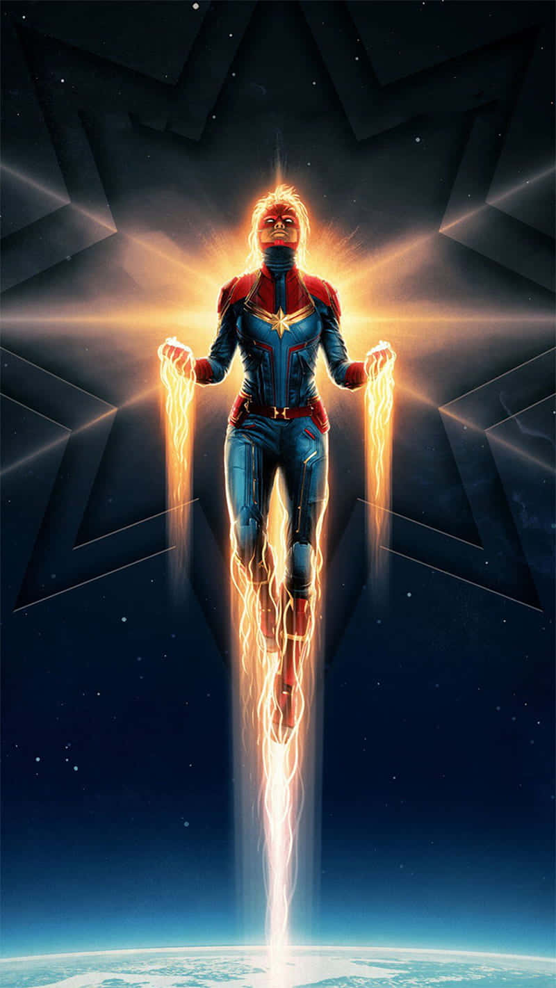 Using an iPad to control the power of Captain Marvel Wallpaper