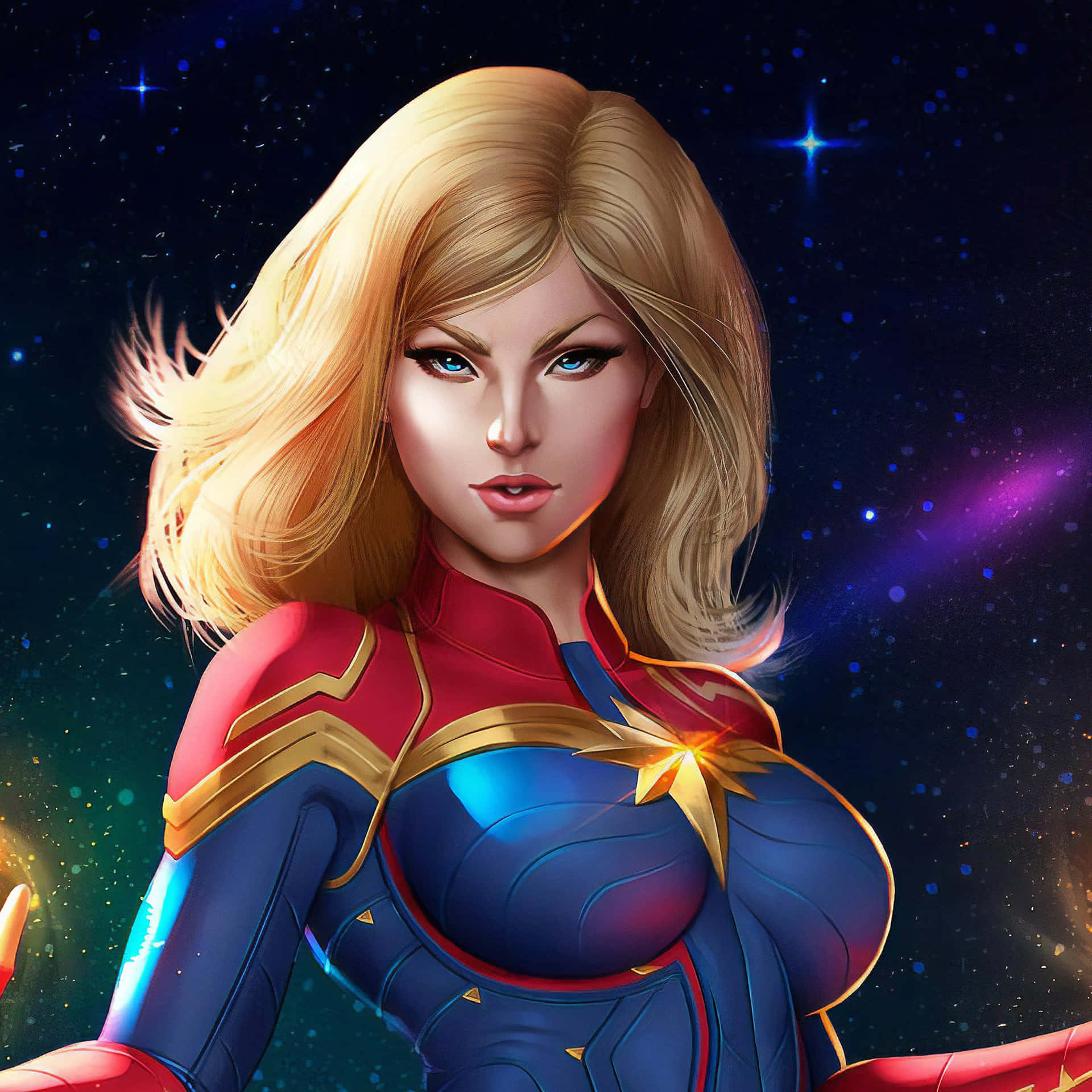 "Captain Marvel Ready For Takeoff On Her iPad" Wallpaper