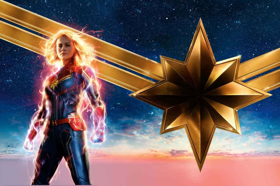 Captainmarvel Flyger Högt På En Ipad (note: Swedish Language Does Not Differentiate Between Capital And Small Letters, So 
