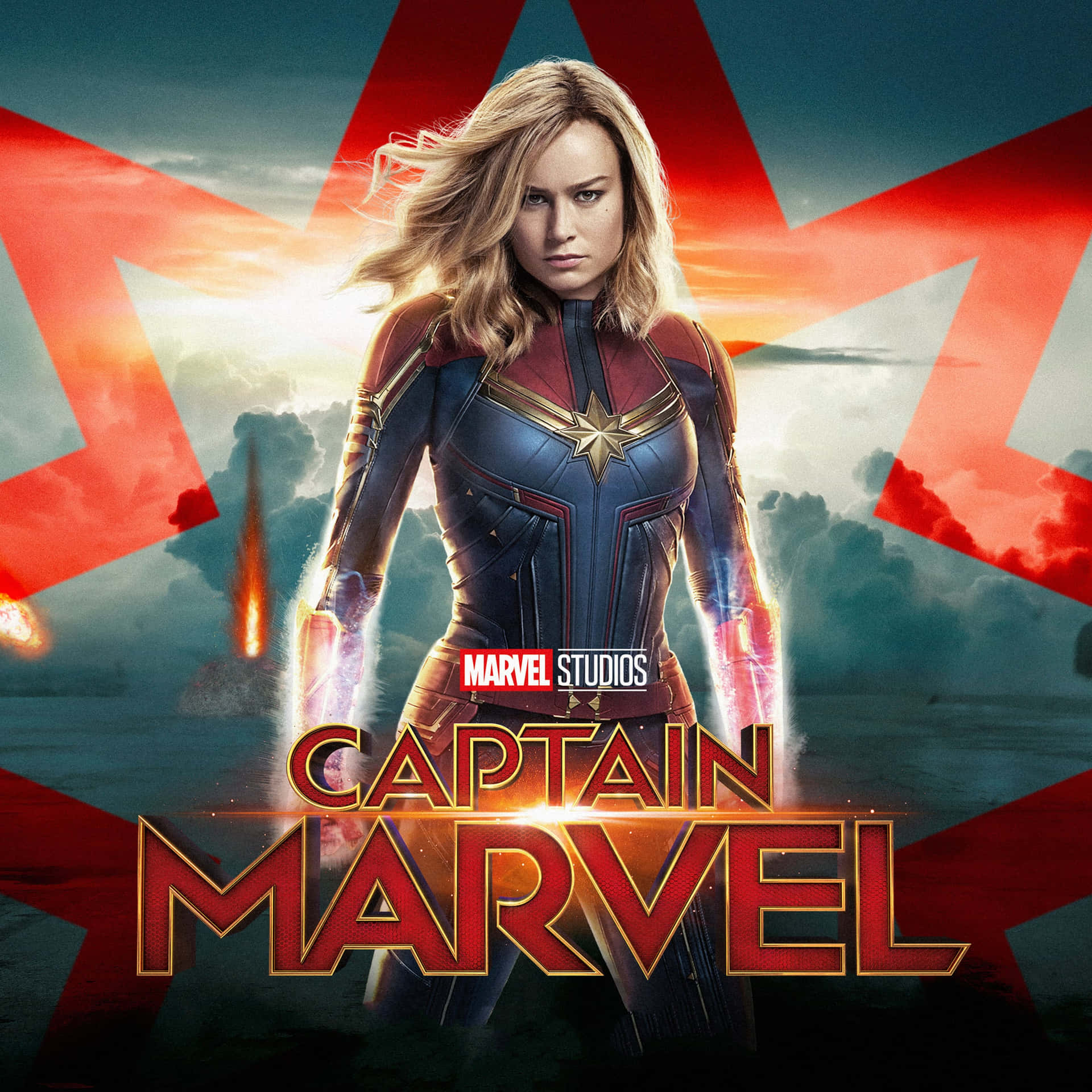 Brie Larson som Captain Marvel tager kampen til fremtiden med hendes Apple Ipad tapet. Wallpaper