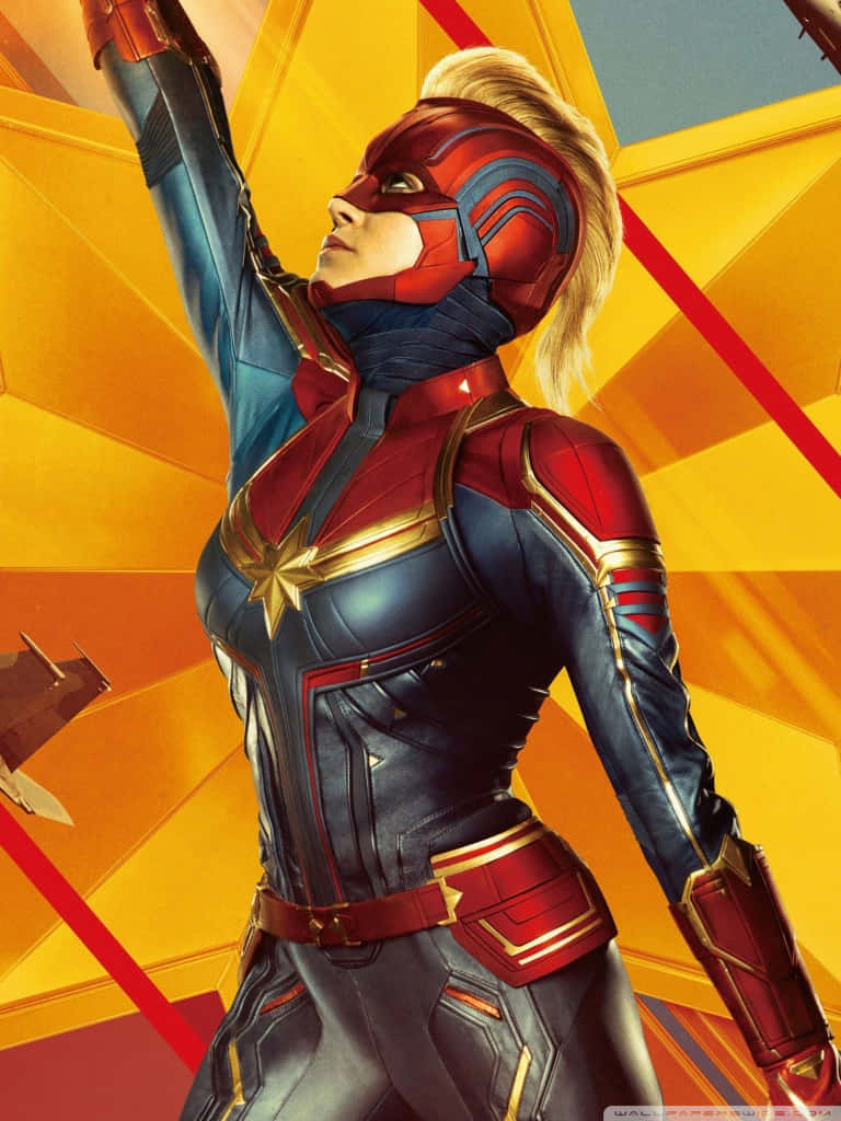 Nehmensie Die Kraftvolle Captain Marvel Überall Hin Mit Sich In Dieser Actiongeladenen Hülle Für Das Ipad. Wallpaper