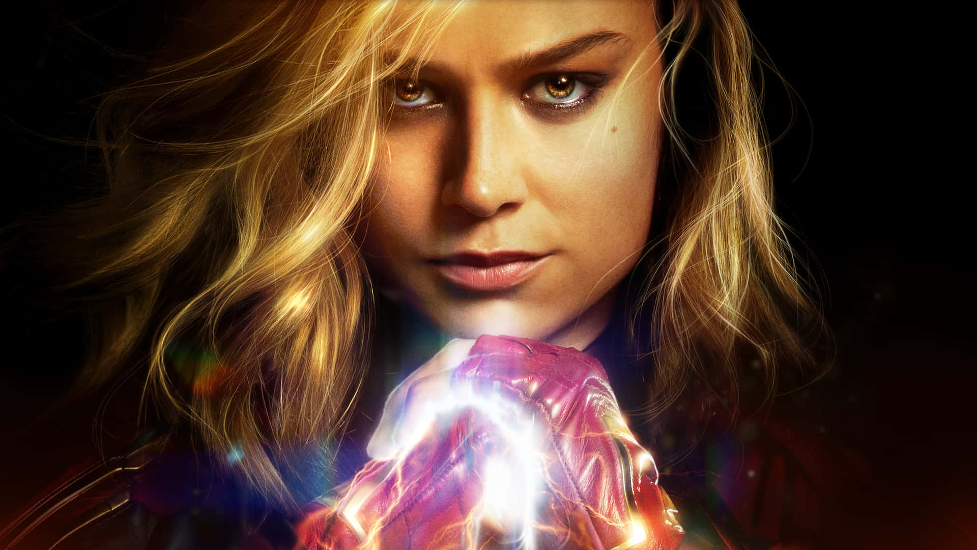 Brie Larson stars as Carol Danvers in Marvel's 2019 blockbuster, Captain Marvel Wallpaper