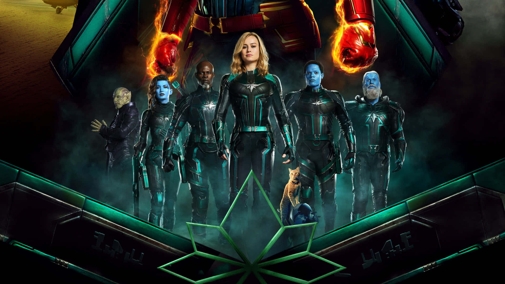 Brie Larson suited up as Captain Marvel in Marvel's movie Wallpaper