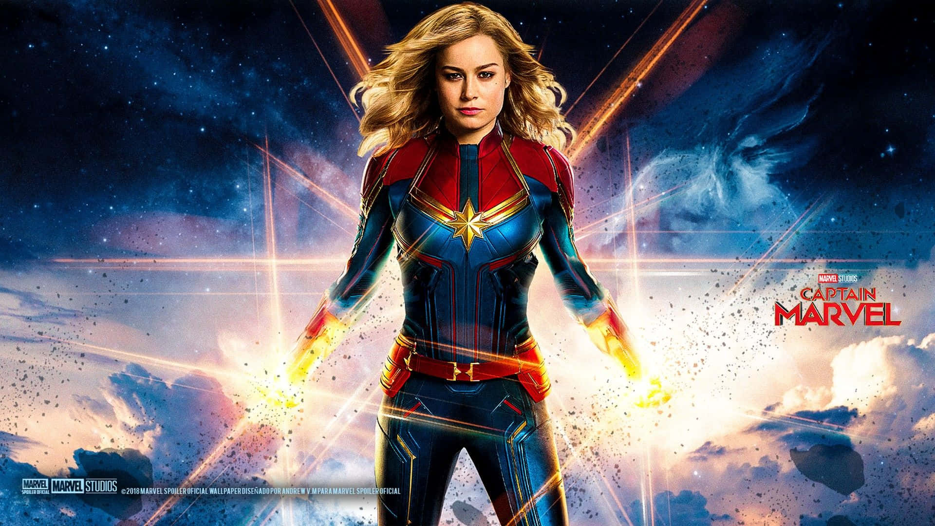 Captain Marvel Powerful Hero Pose Wallpaper