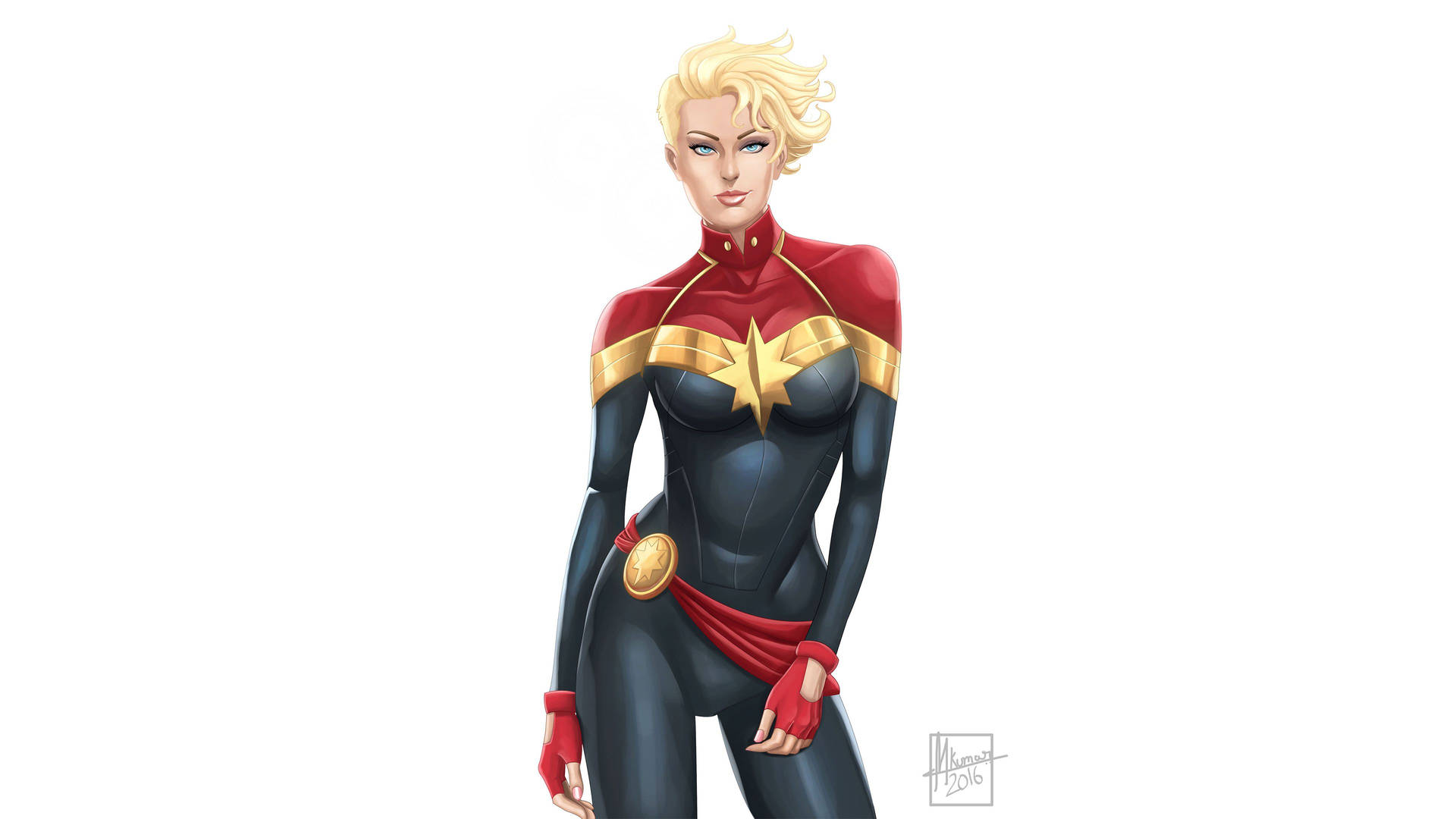 A sexy digital fan art of Captain Marvel.