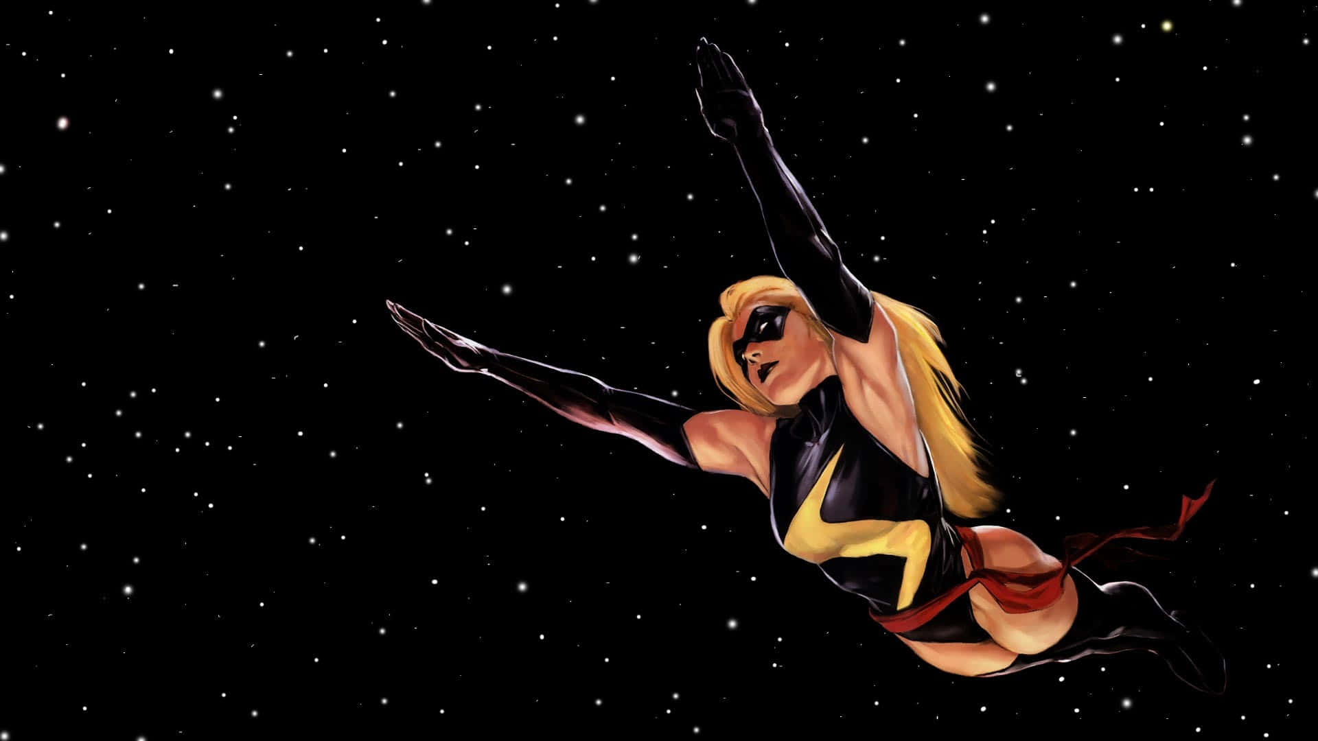 Captain Marvel Soaring Through Space Wallpaper