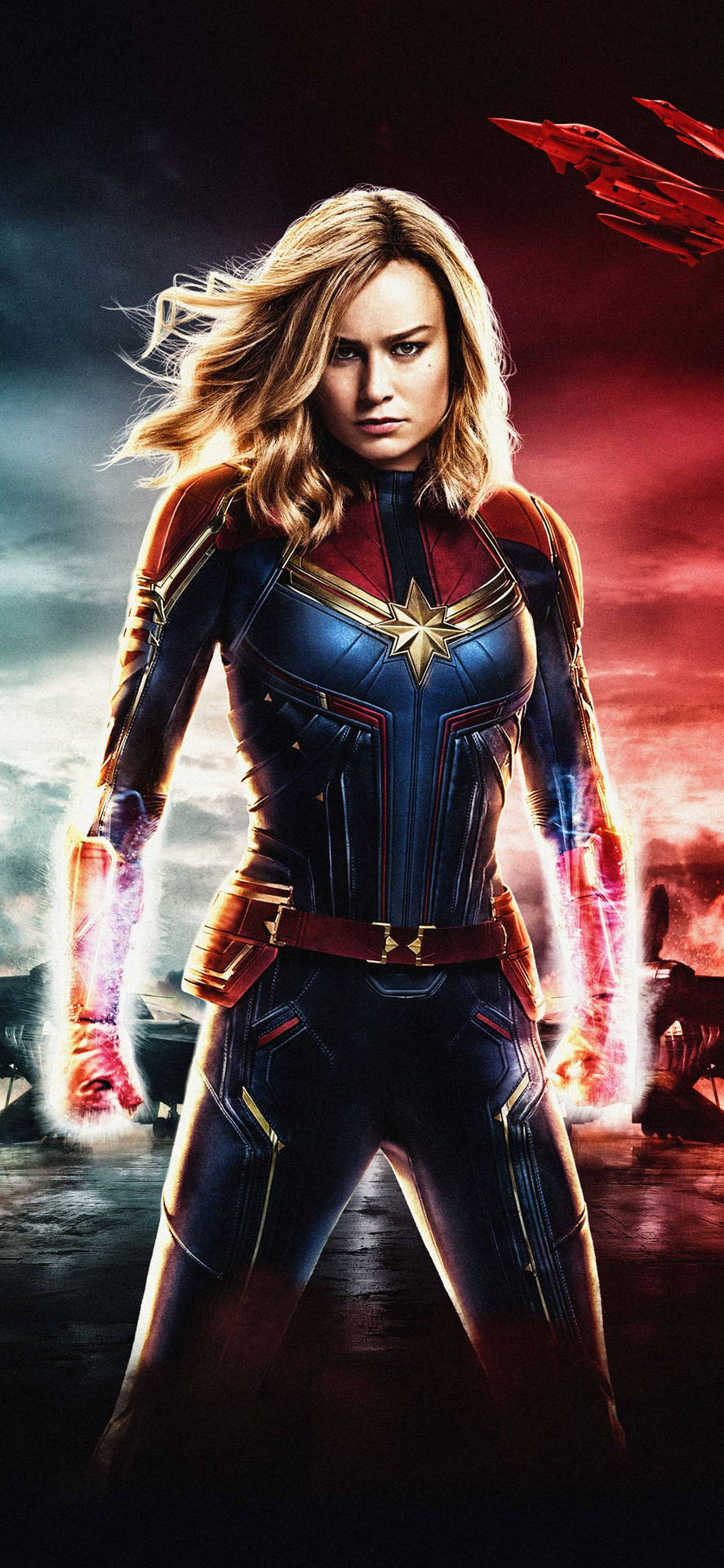 Captainmarvel Superheld Iphone Hintergrund Wallpaper