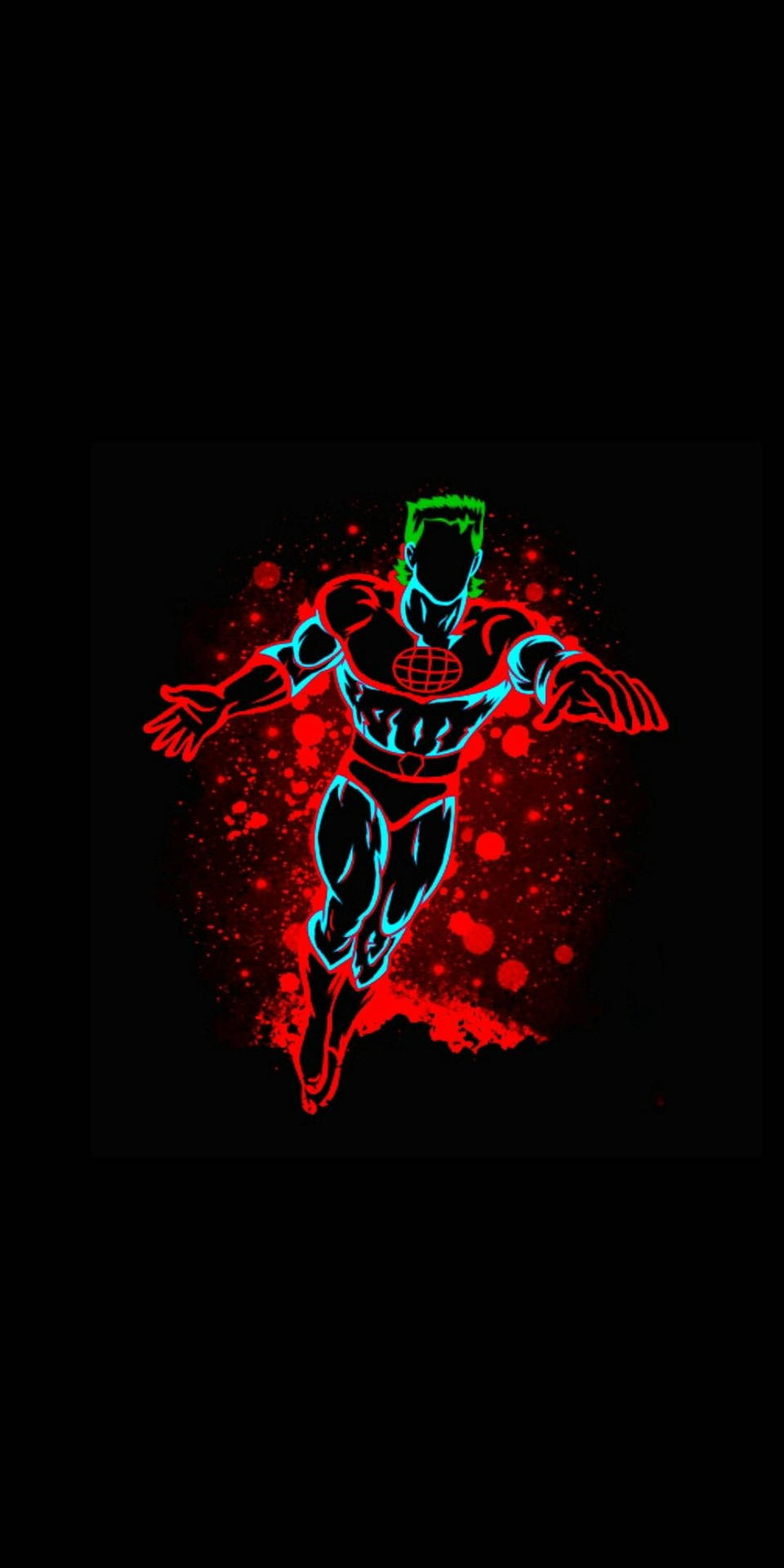 Captain Planet Neon Red Art Background