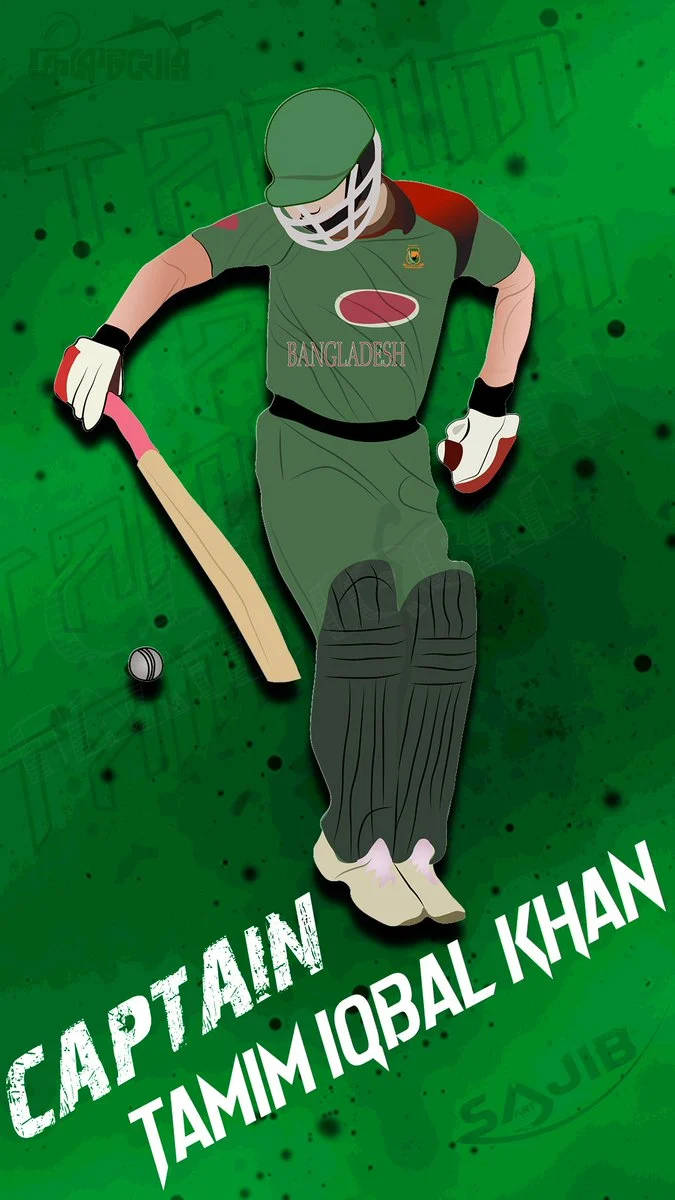 Capitán Tamim Iqbal del equipo de cricket de Bangladesh se muestra sonriendo en la parte posterior del papel. Wallpaper