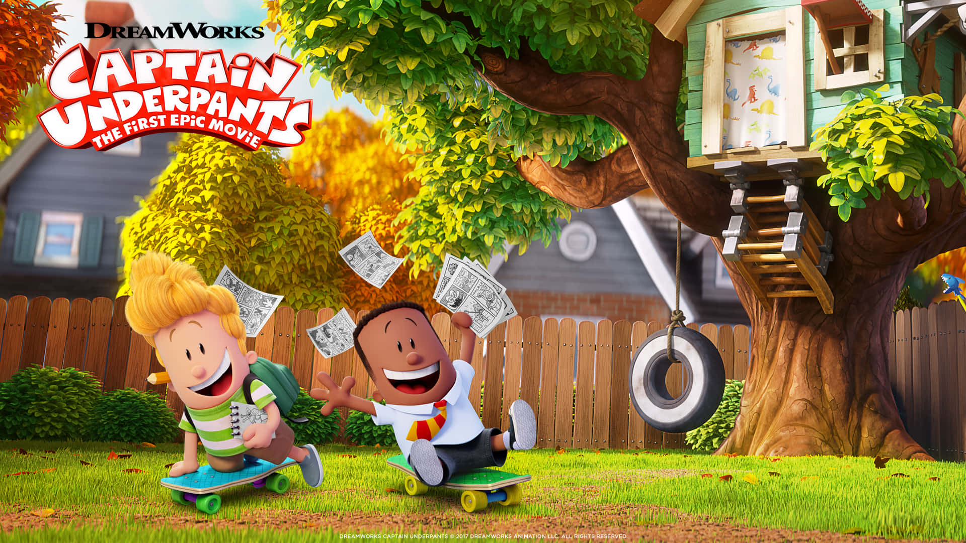 Captain Underpants: The First Epic Movie George Throwing Sketch Wallpaper