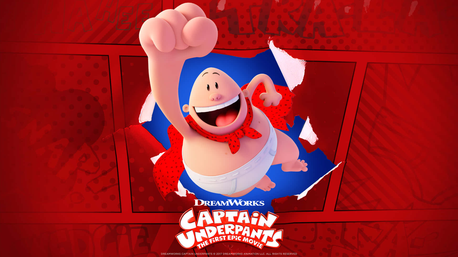 Captain Underpants: The First Epic Movie Punching Through A Page Wallpaper
