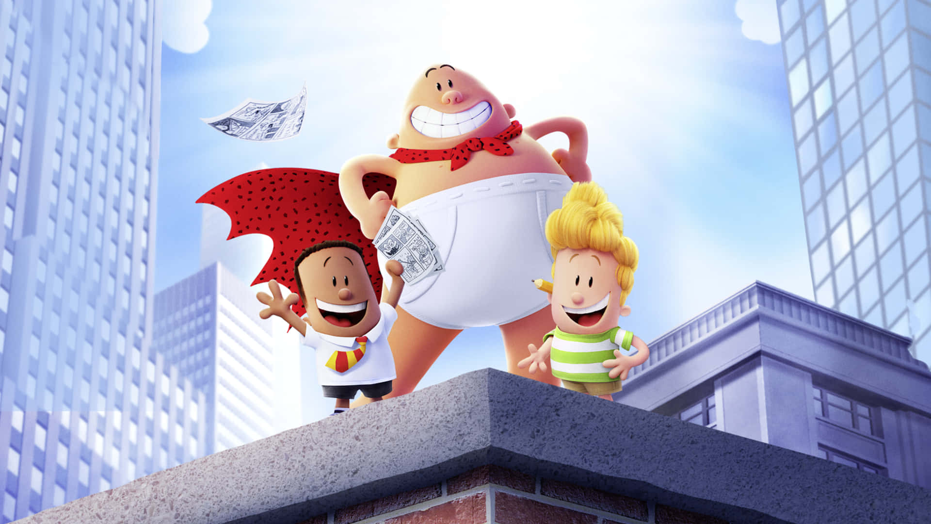 Captain Underpants: The First Epic Movie Rooftop Gathering Wallpaper