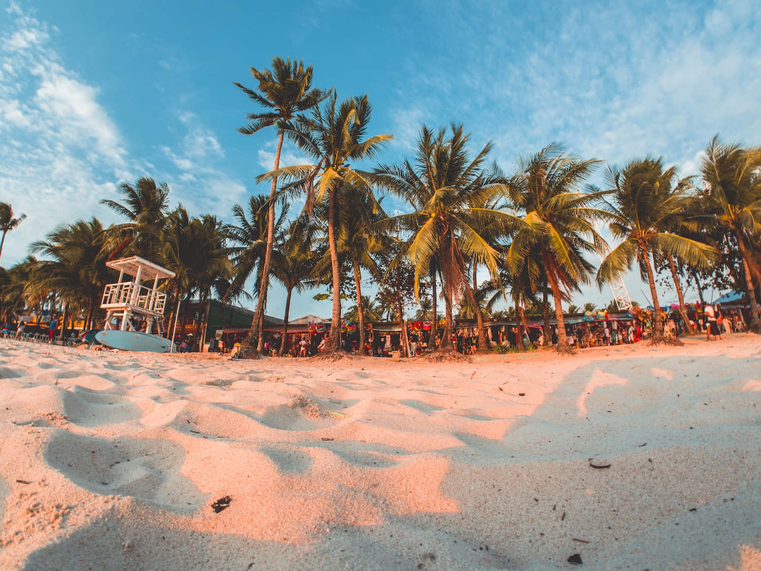 Caption: A Breathtaking View Of Tropical Beach Resort Wallpaper