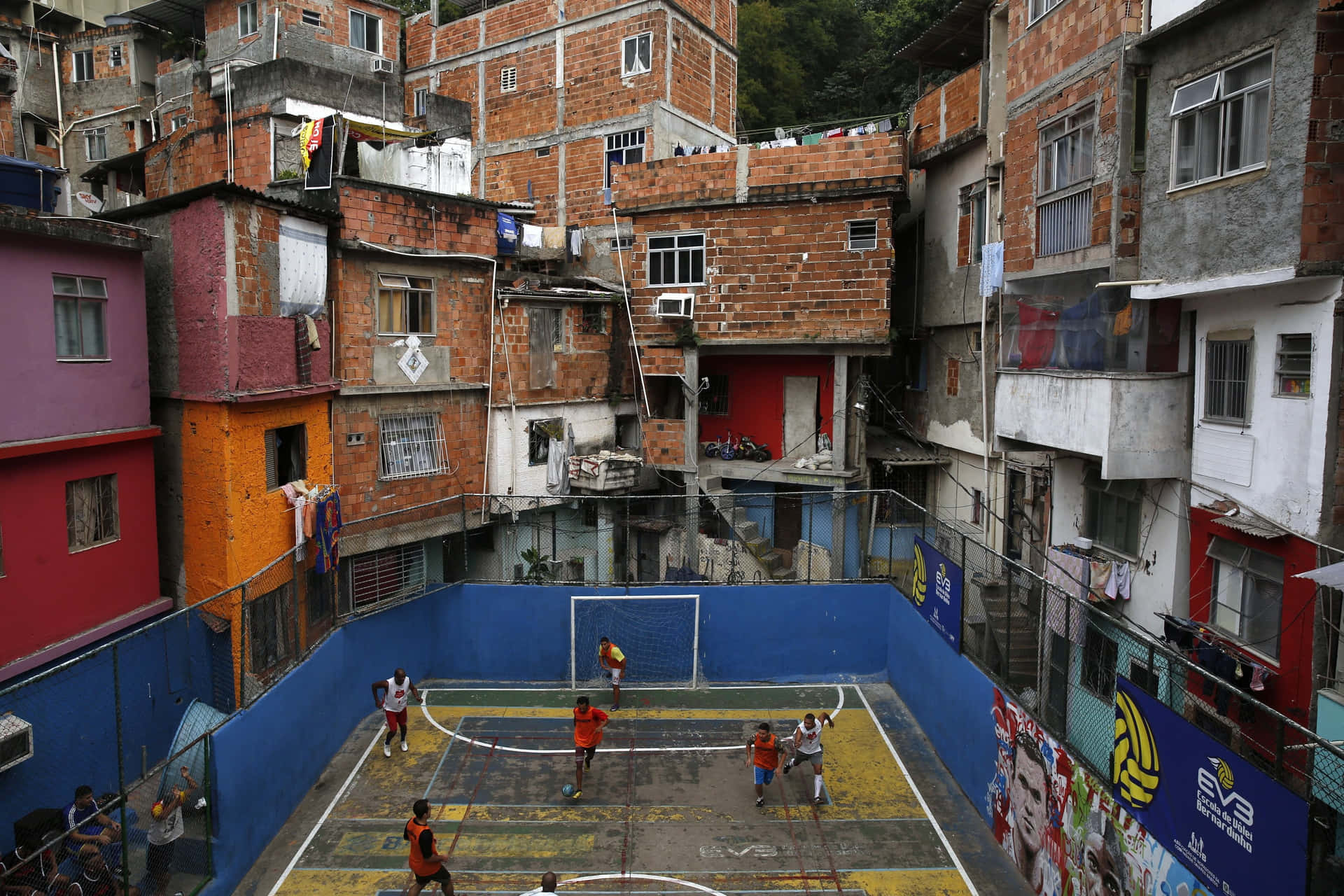 Caption: A Dynamic Game Of Street Soccer Wallpaper