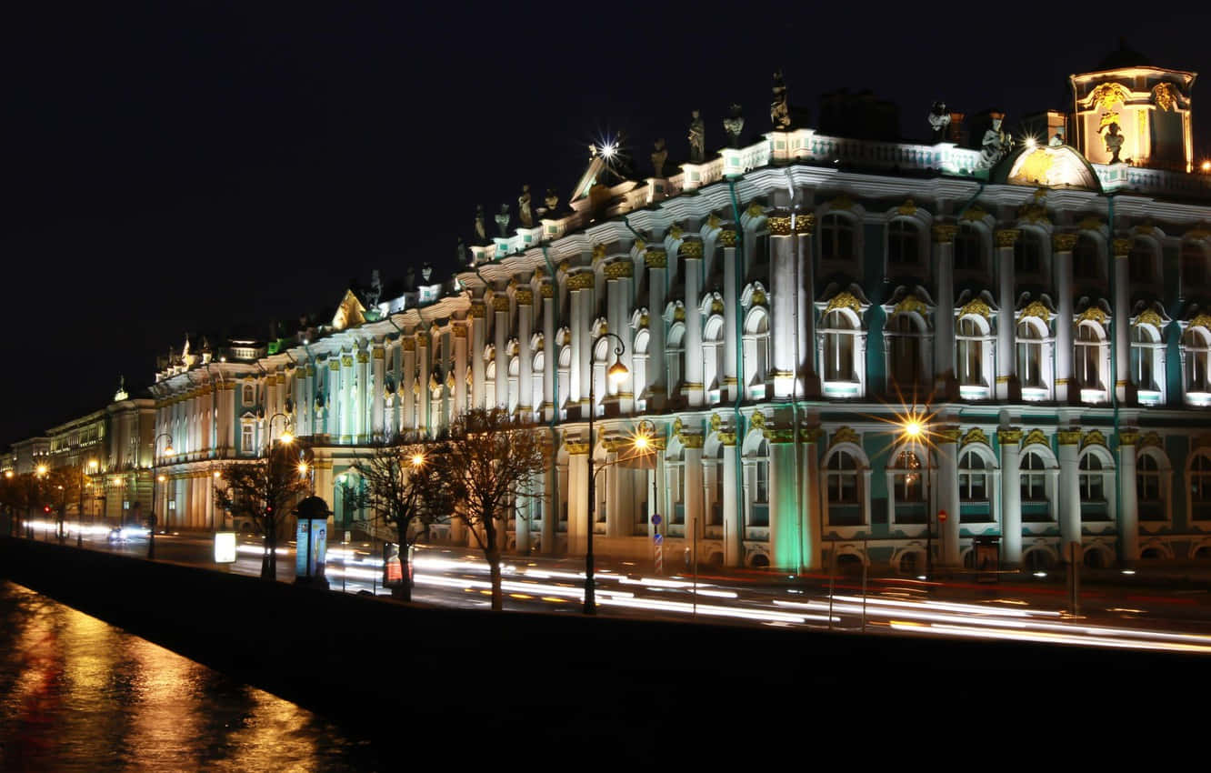 Caption: A Stunning View Of The Hermitage Museum In Winter Wallpaper