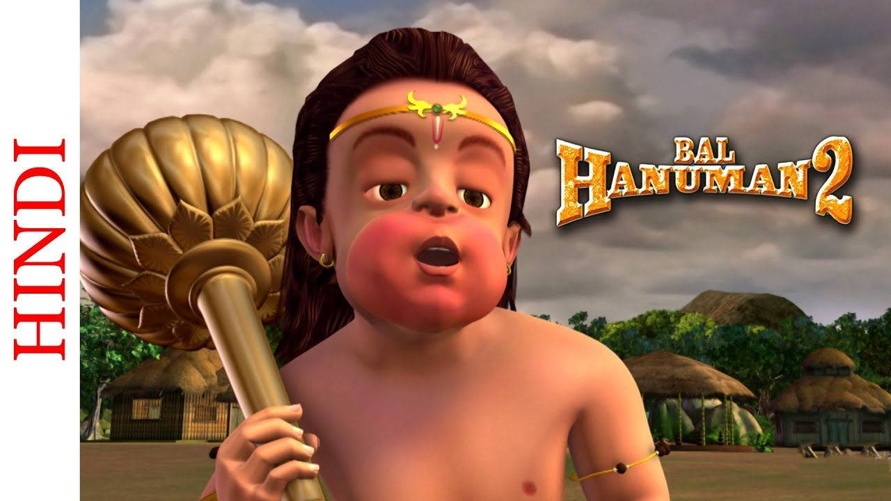 Caption: Adorable Baby Hanuman Displaying His Divine Power Wallpaper