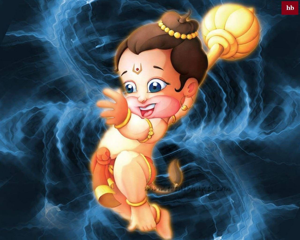Caption: Adorable Baby Hanuman Looking Skywards Wallpaper