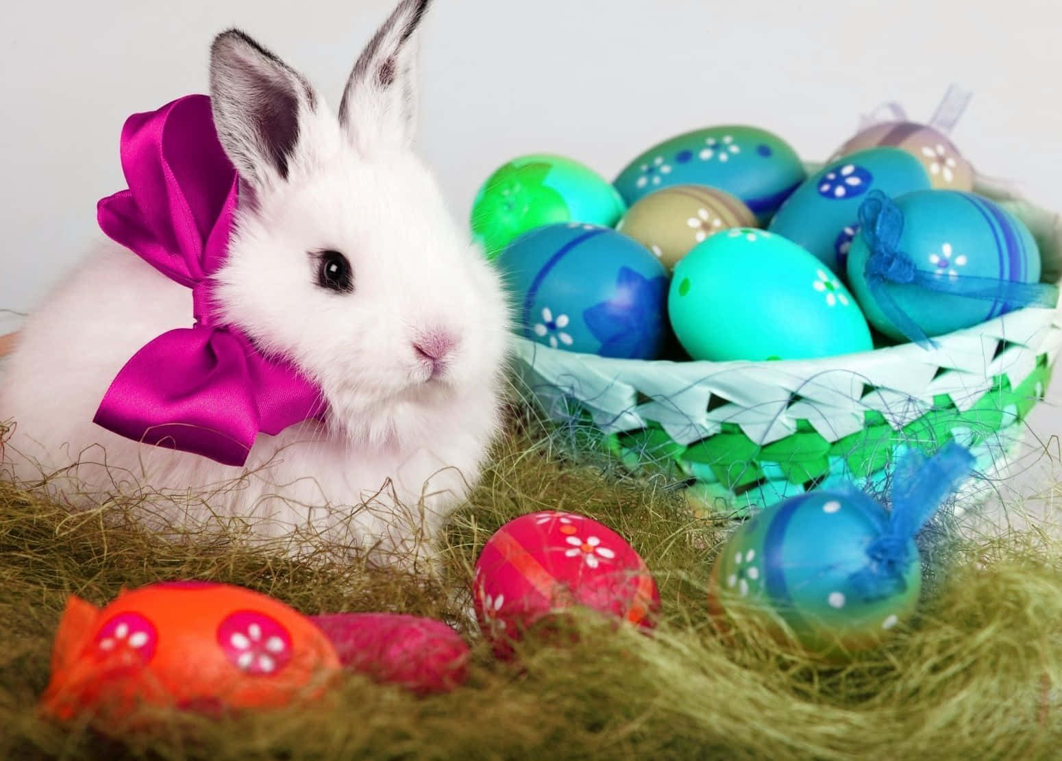 Caption: Adorable Easter Bunny On Spring Background