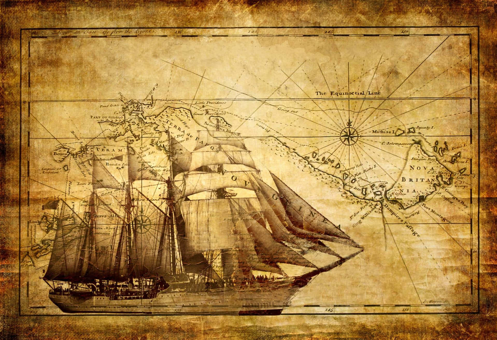 Caption: Ancient World Map Exploration Wallpaper