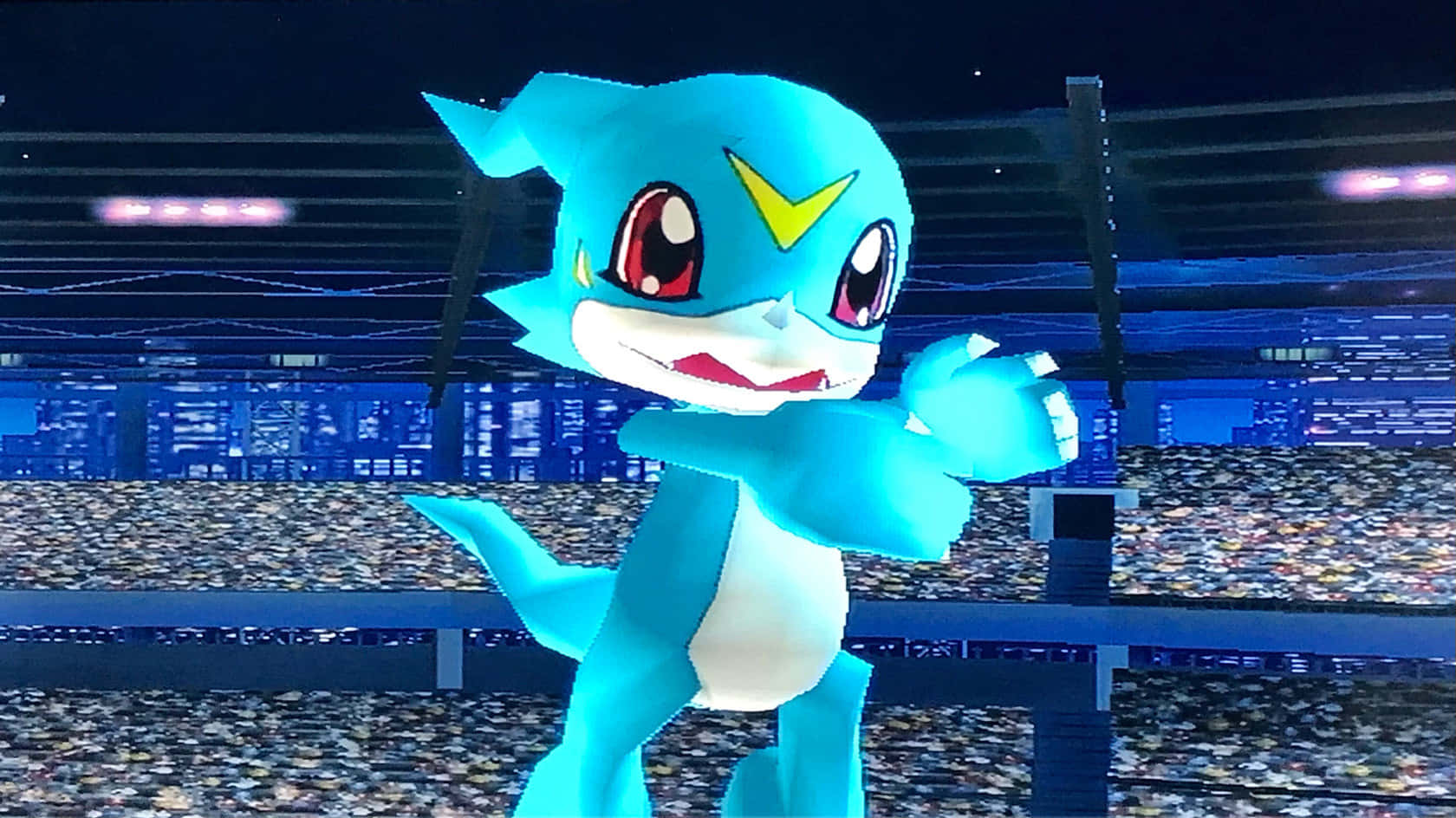 Caption: Animated Veemon In Dynamic Pose Wallpaper
