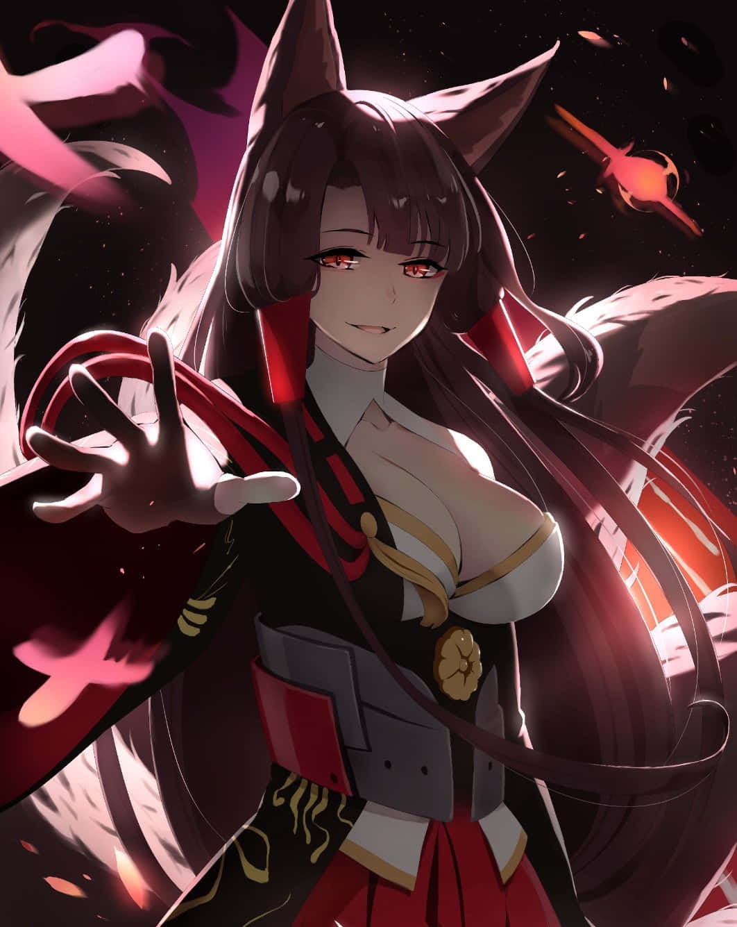 Caption: Anime Character, Azur Lane Akagi In Action Wallpaper