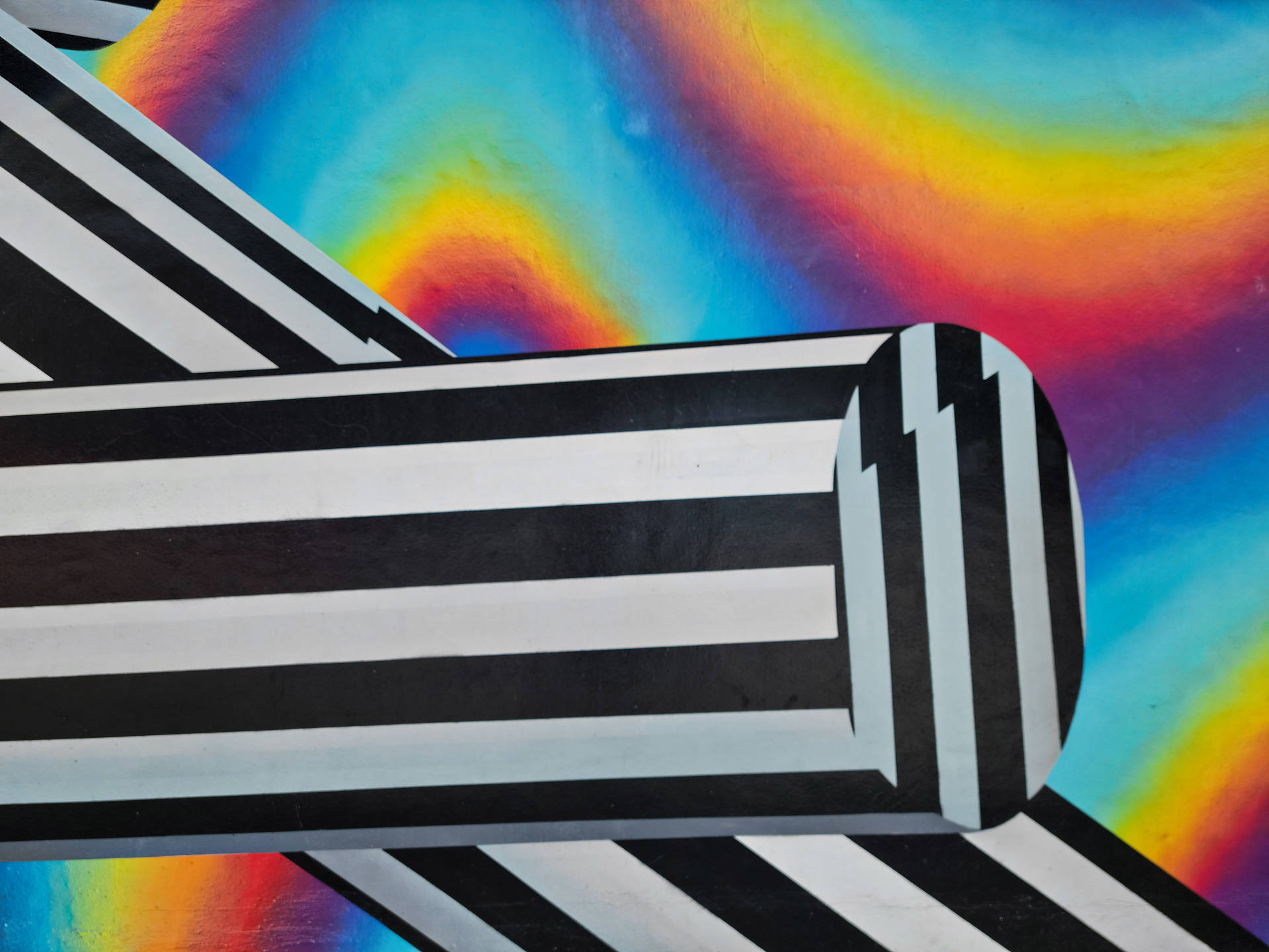 Caption: Artistic Rainbow Stripes Design Wallpaper