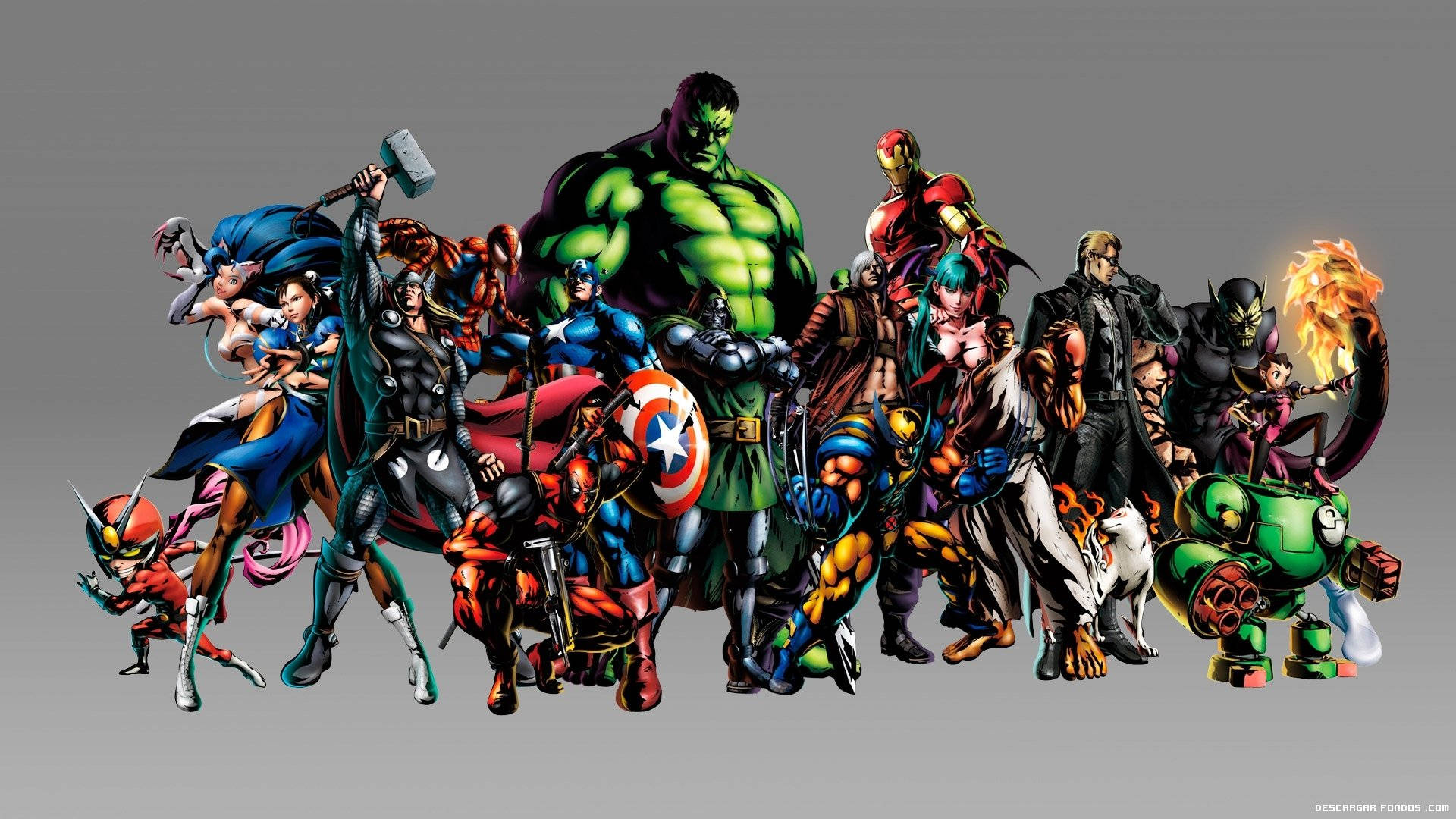 Caption: Menegaskan Dominasi - Avengers Marvel Berkumpul Wallpaper