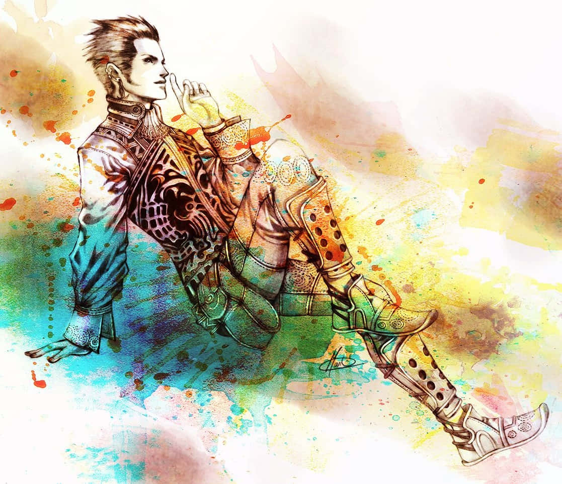 Caption: Balthier From Final Fantasy Xii In A Dramatic Pose Wallpaper