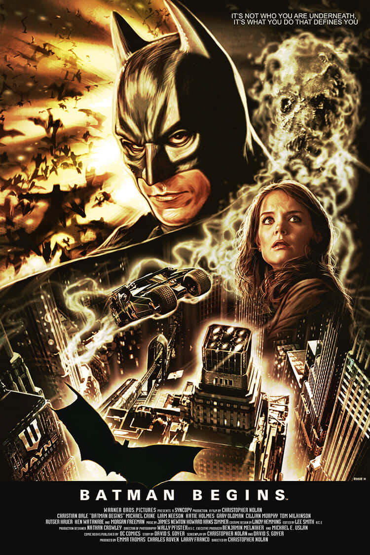 Download Caption: Batman Overlooking Gotham City Wallpaper | Wallpapers.com