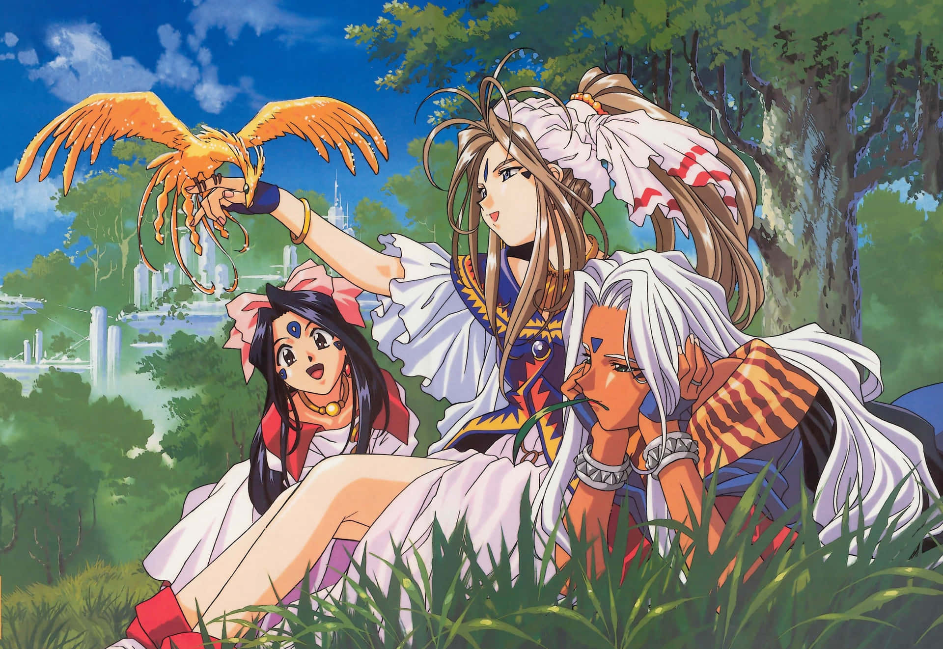 Caption: Belldandy From Ah My Goddess Casting A Spell Wallpaper