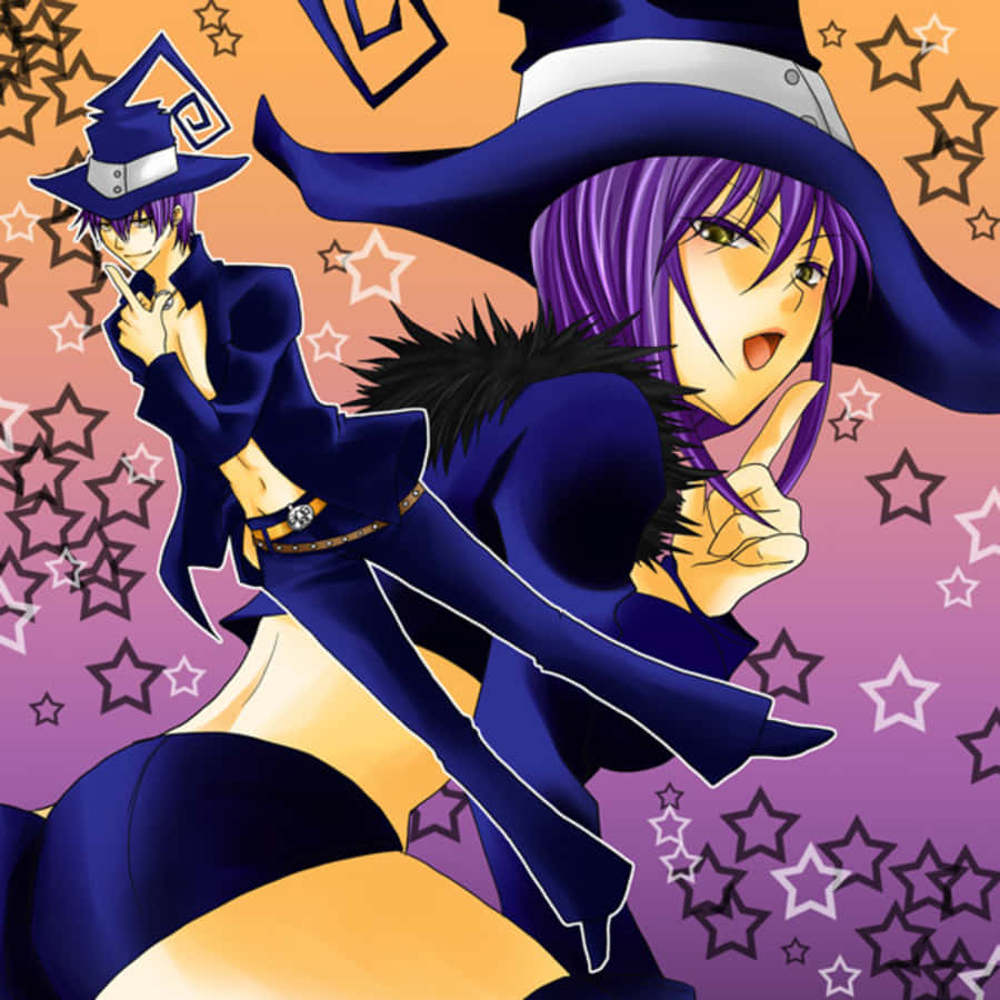 Caption: Blair, The Mischievous Witch Of Soul Eater Dancing Under The Moonlight Wallpaper
